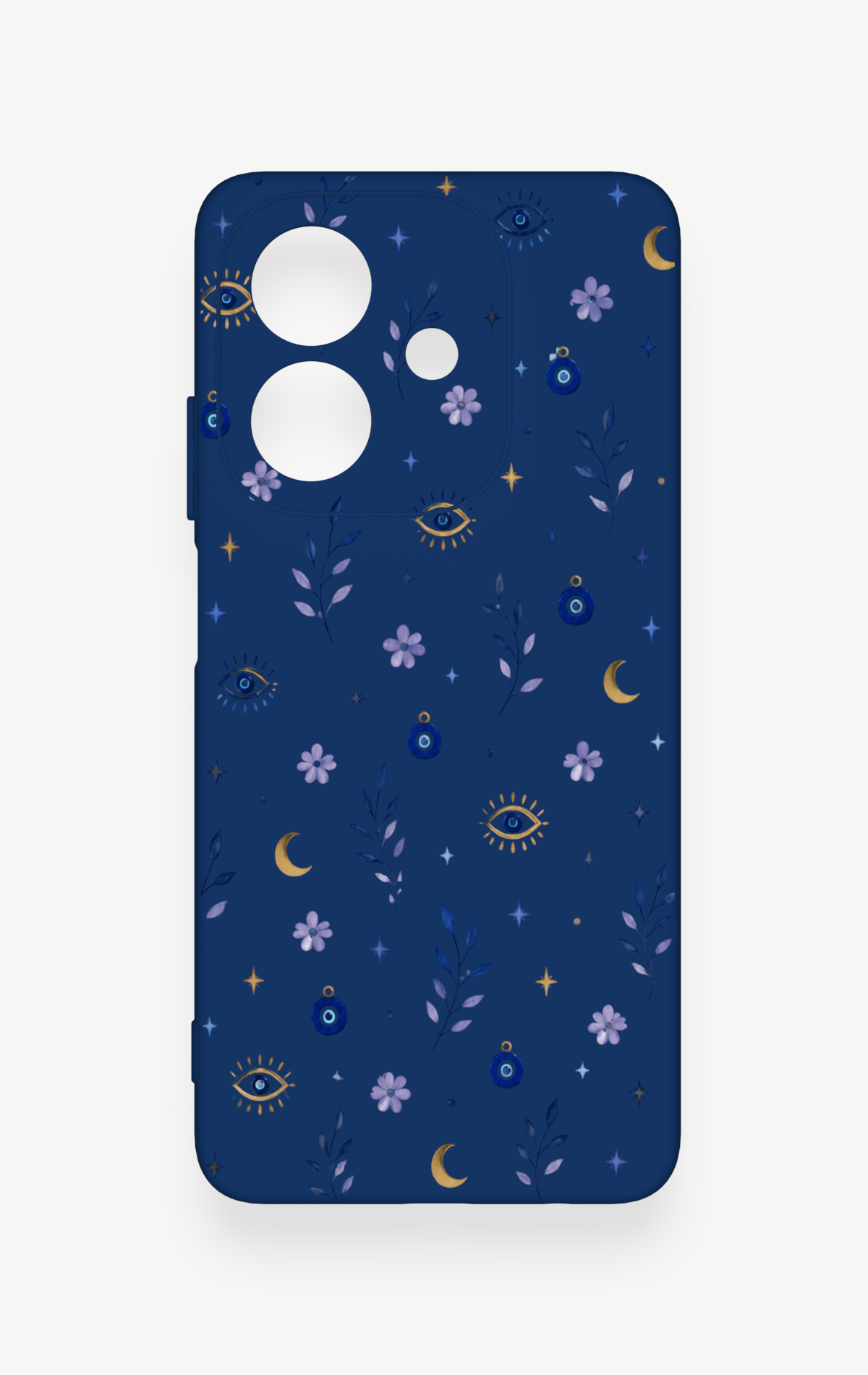 Oppo A3 Uyumlu Mavi Nazar Papatya Desenli Silikon Kılıf