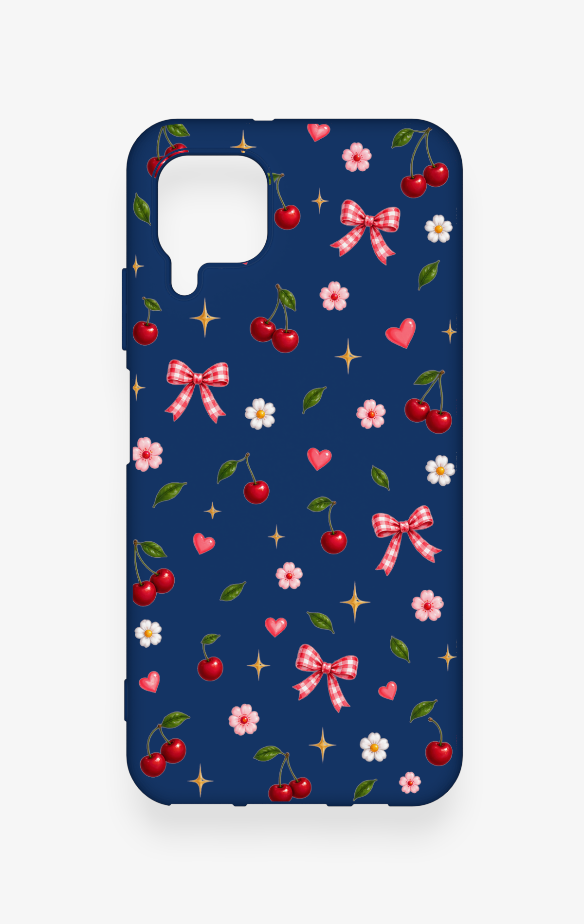 Huawei P40 Lite Uyumlu Çiçek Kiraz Fiyonk Desenli Silikon Kılıf