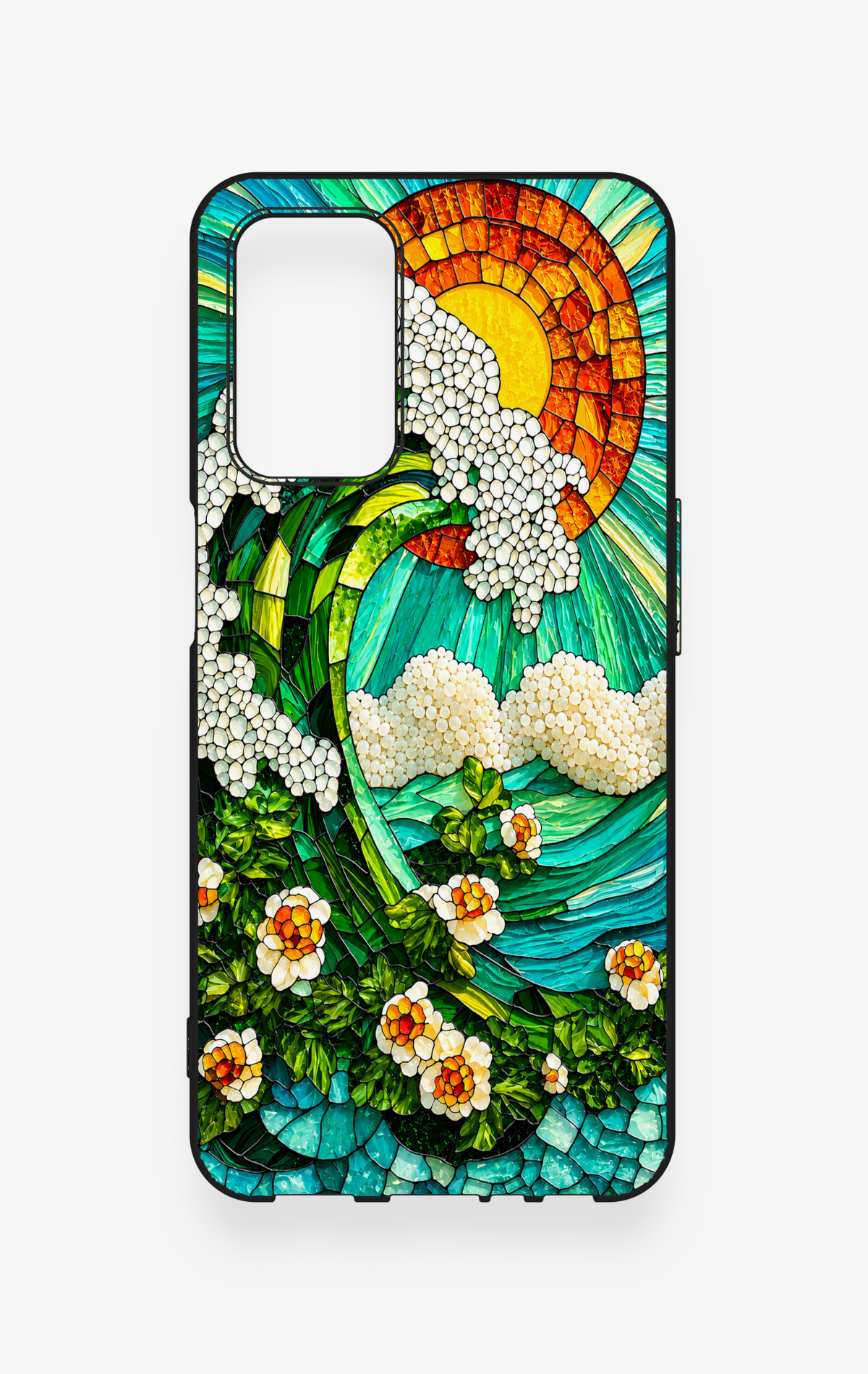 Oppo A55 Uyumlu Mozaik Okyanus Dalgası Desenli Silikon Kılıf