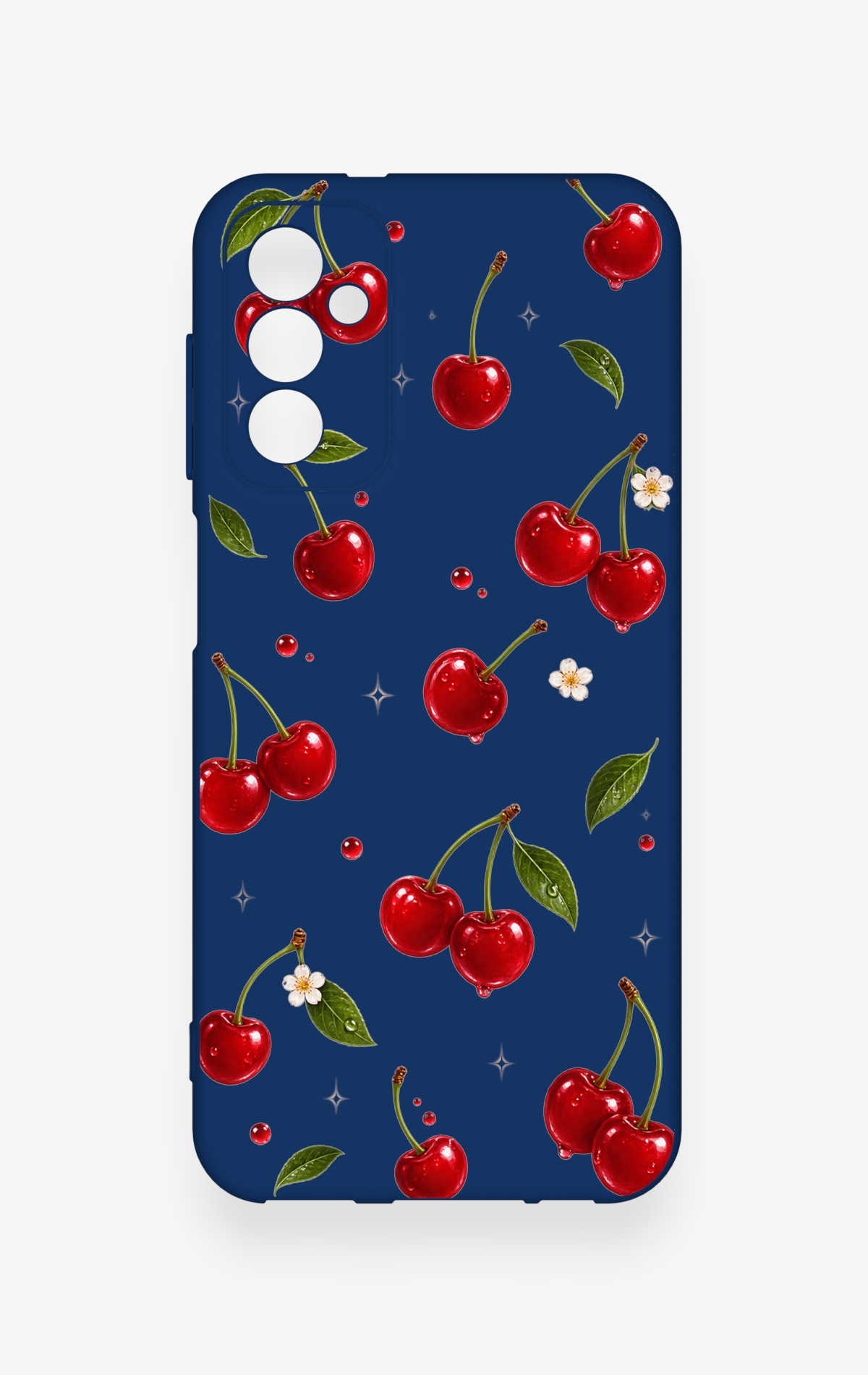 Samsung M13 Uyumlu Kiraz Papatya Desenli Silikon Kılıf
