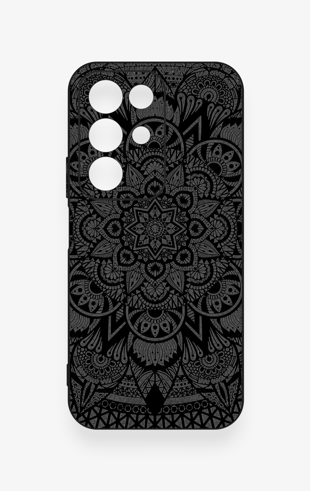 Realme C85 5G Uyumlu Siyah Beyaz Mandala Desenli Silikon Kılıf