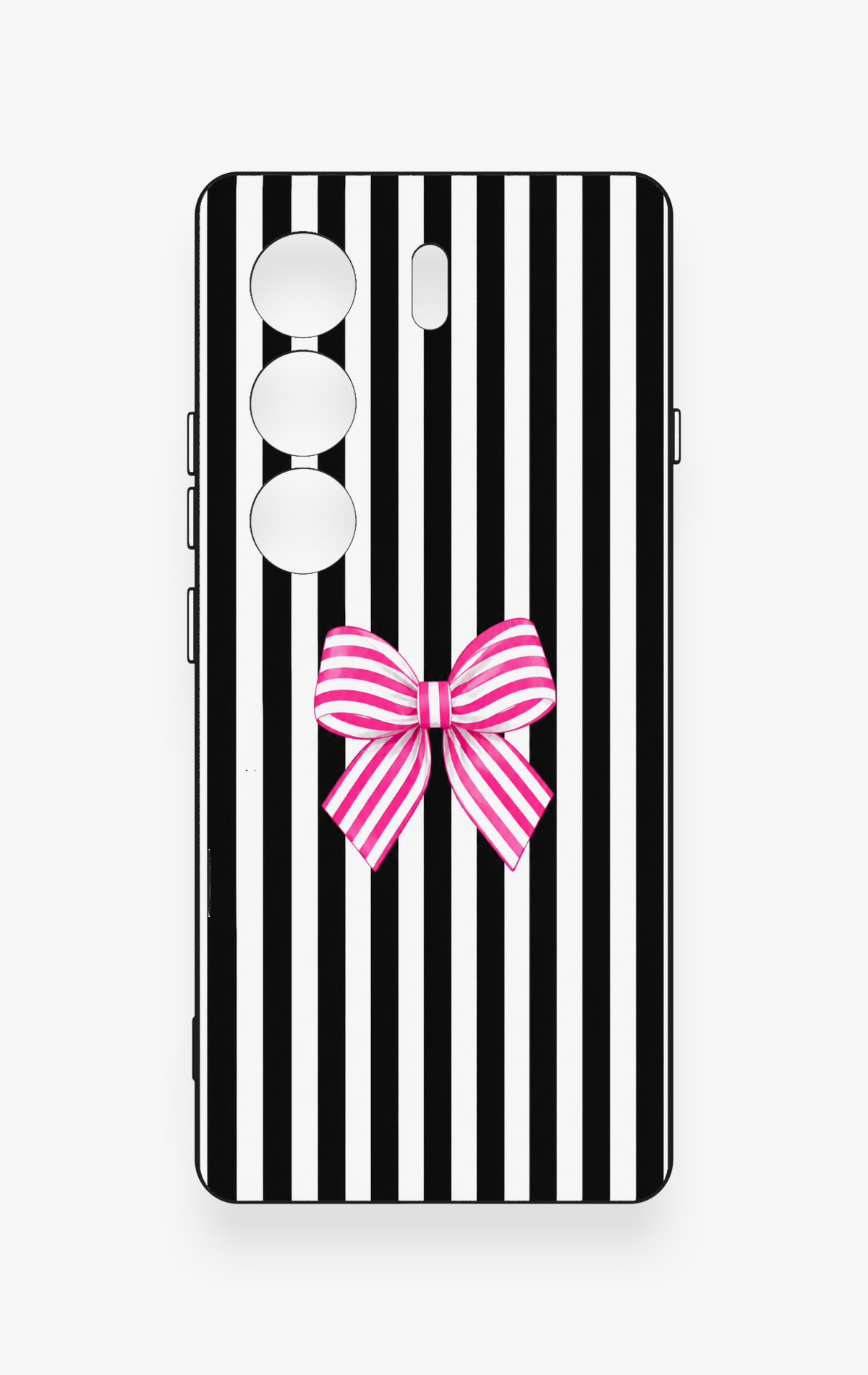 Tecno Camon 40 4G Uyumlu Pembe Beyaz Kurdele Desenli Silikon Kılıf