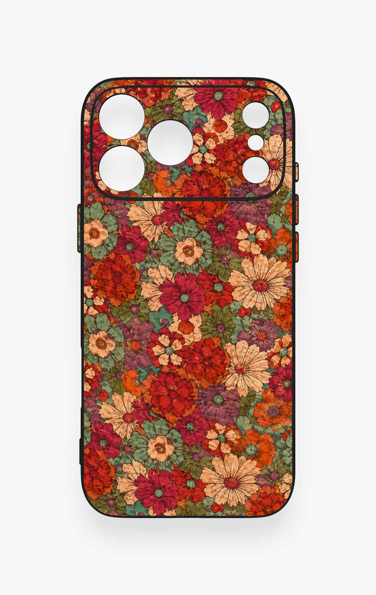 iPhone 17 Pro Max Uyumlu Pastel Çiçek Bahçesi Desenli Silikon Kılıf