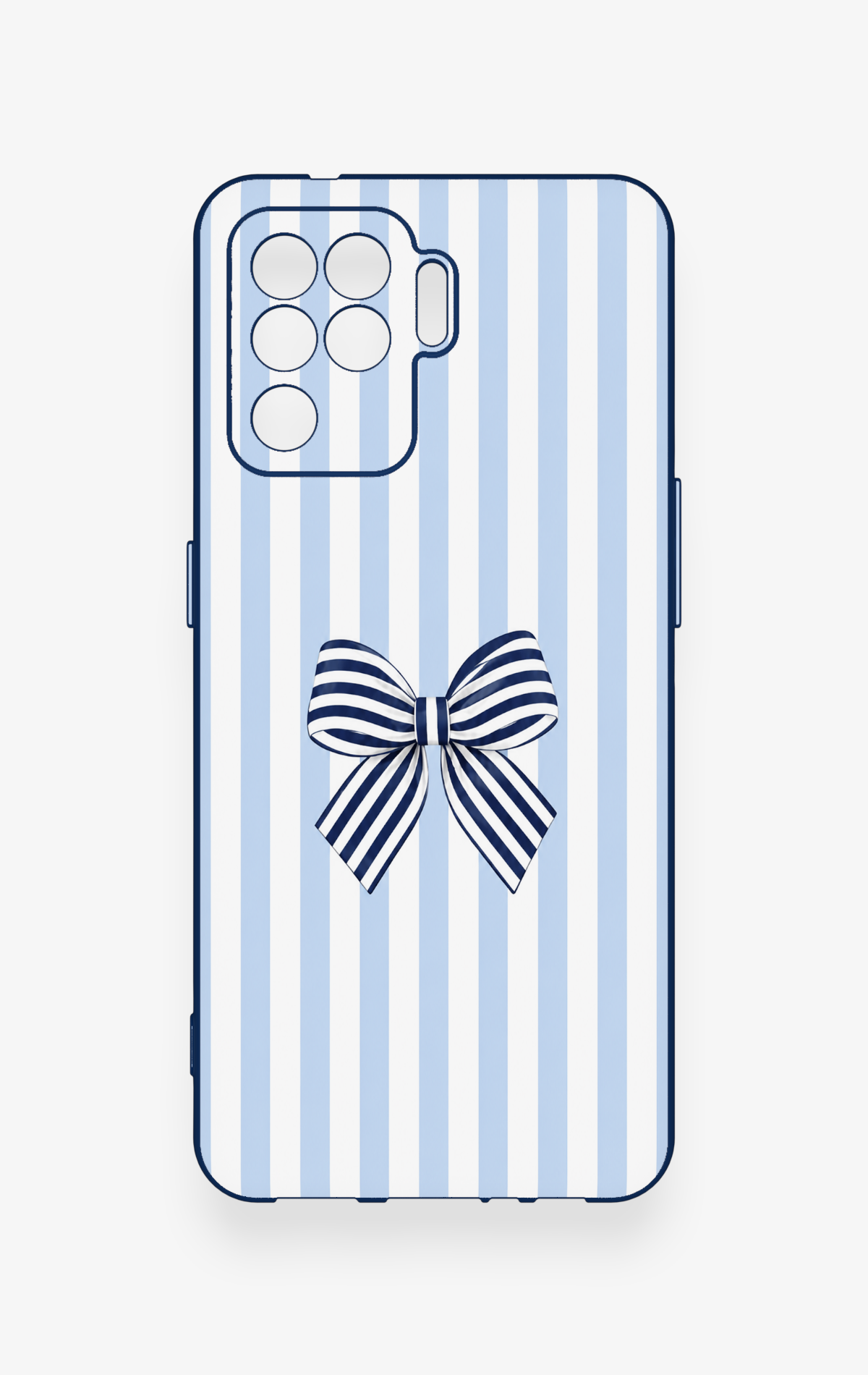 Oppo Reno 5 Lite Uyumlu Mavi Beyaz Kurdele Desenli Silikon Kılıf