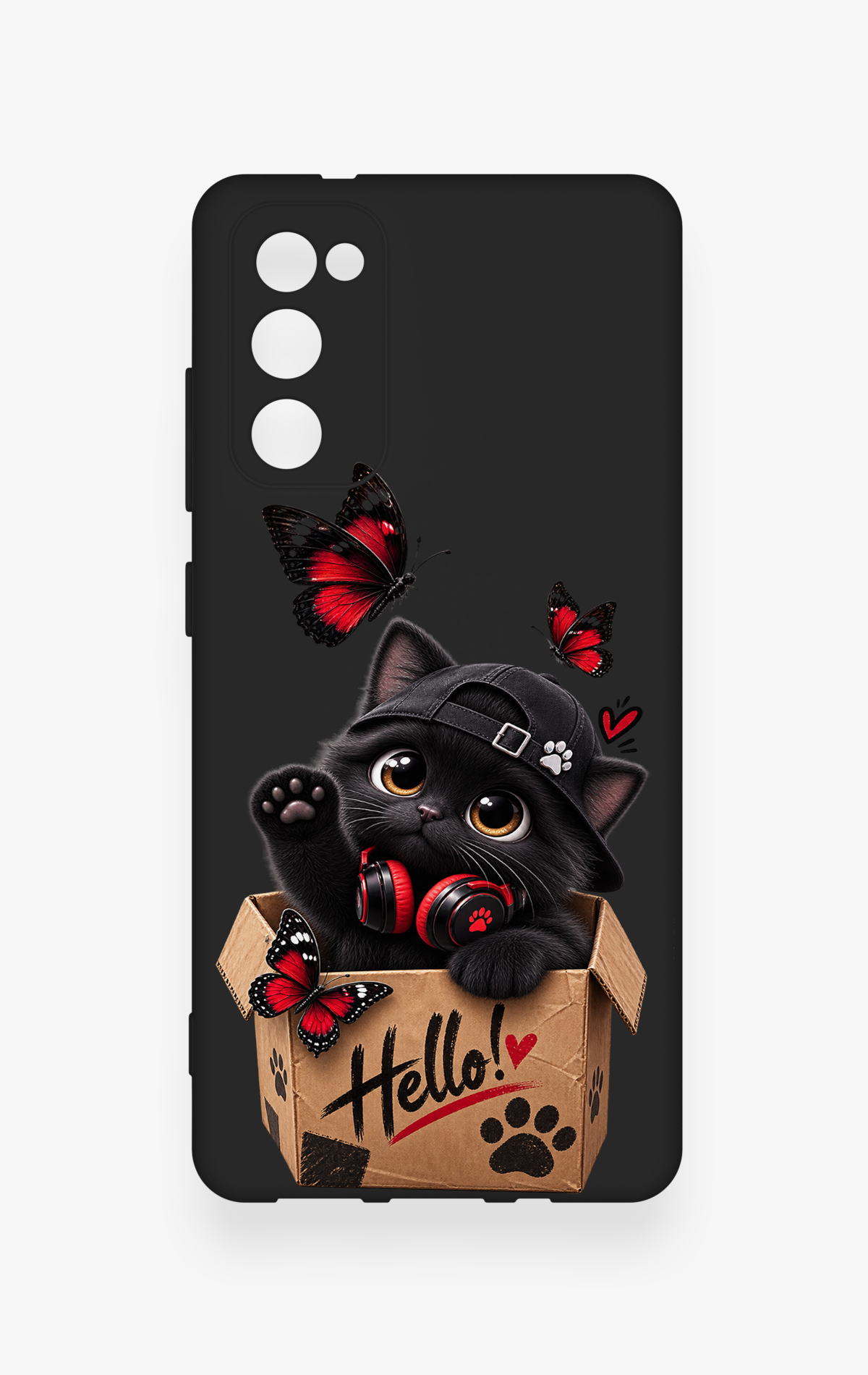 Samsung S20Fe Uyumlu Hello Cat Desenli Silikon Kılıf