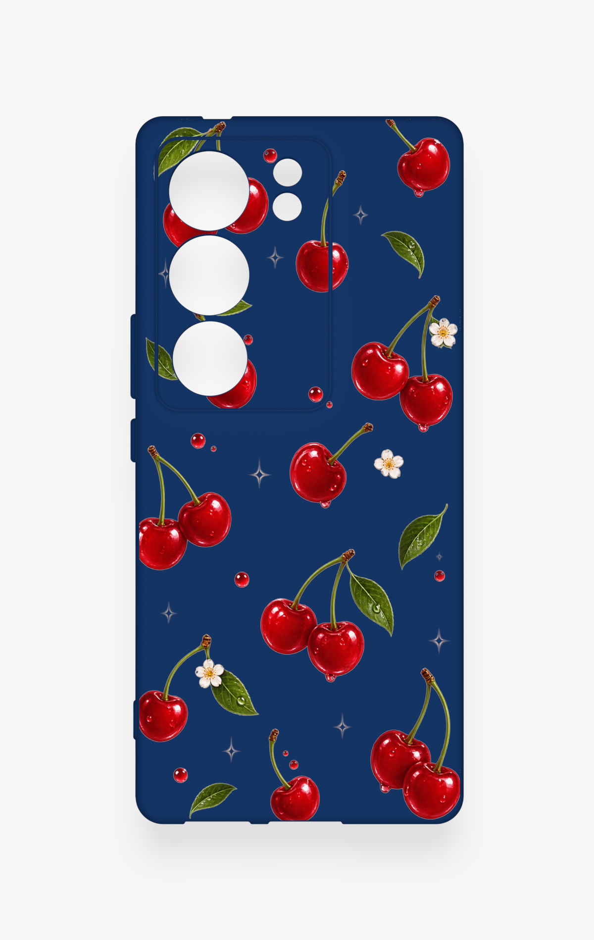 Vivo V29 Uyumlu Kiraz Papatya Desenli Silikon Kılıf
