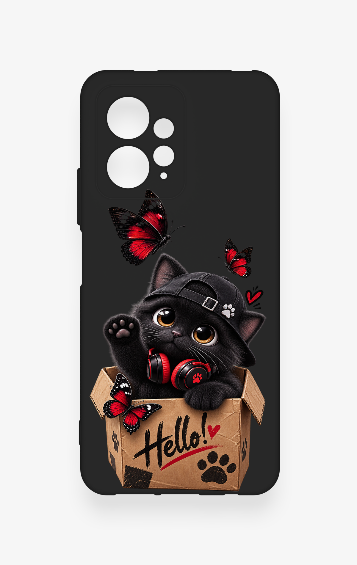 Redmi Note 12 4G Uyumlu Hello Cat Desenli Silikon Kılıf