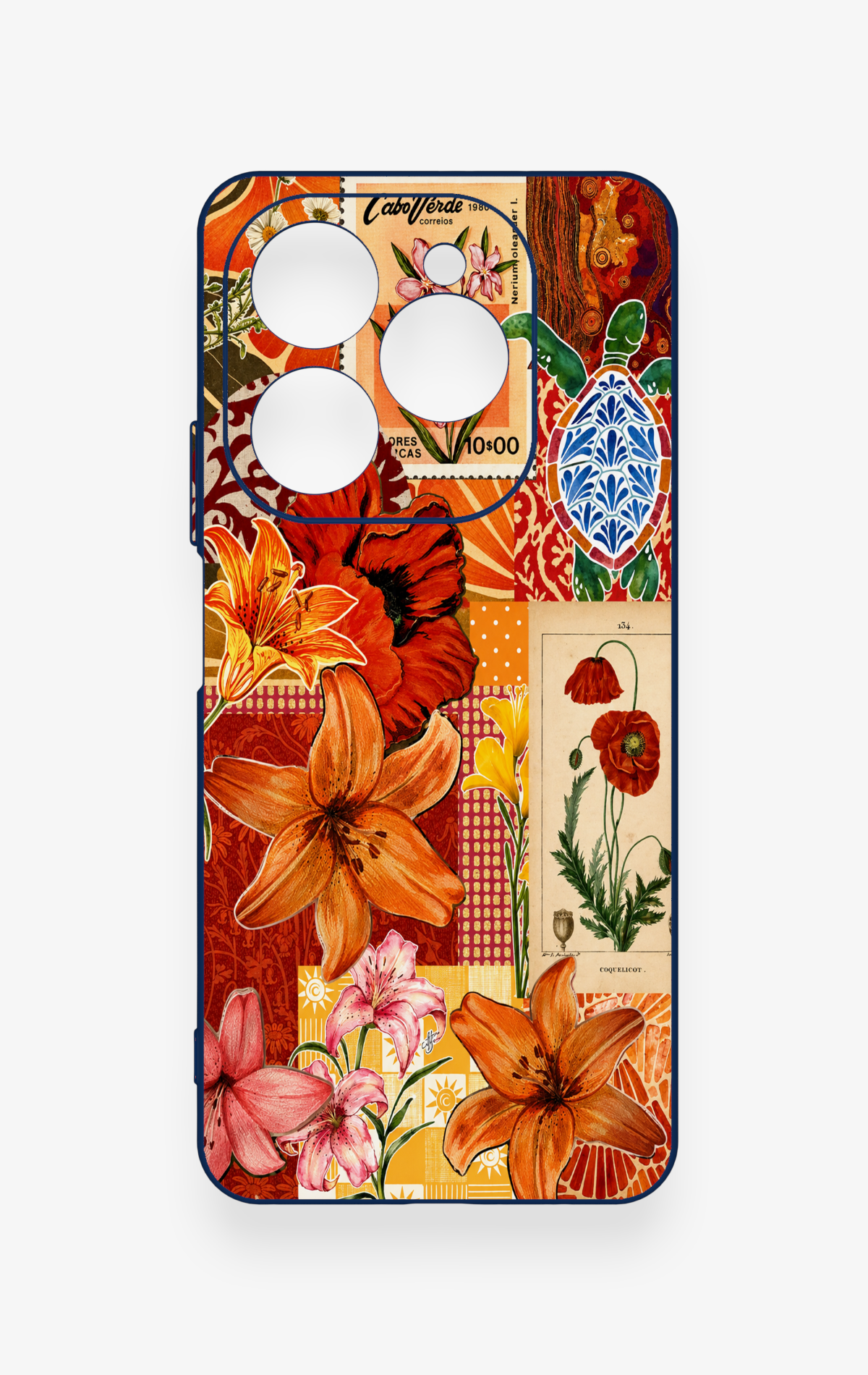 Tecno Spark 20 Pro Uyumlu Turuncu Zambak Desenli Silikon Kılıf