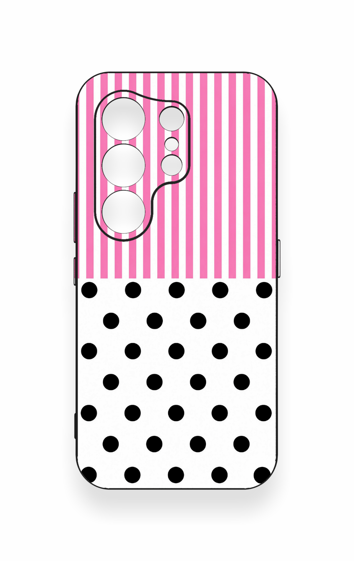 Tecno Camon 50 Uyumlu Pembe Çizgili Puantiye Desenli Silikon Kılıf