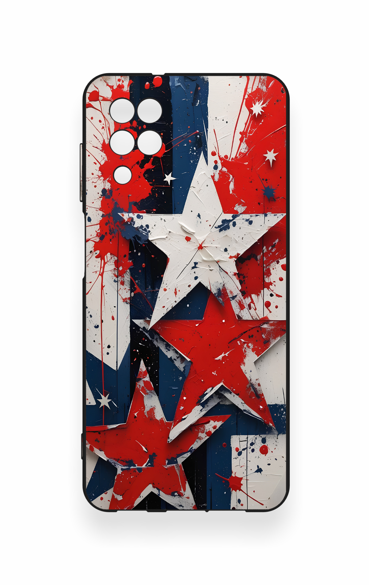 Samsung A12 Uyumlu Star Flag Desenli Silikon Kılıf