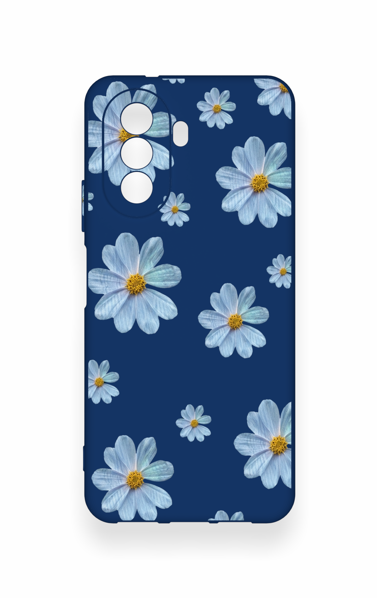Huawei Nova Y70 Uyumlu Mavi Papatya Desenli Silikon Kılıf