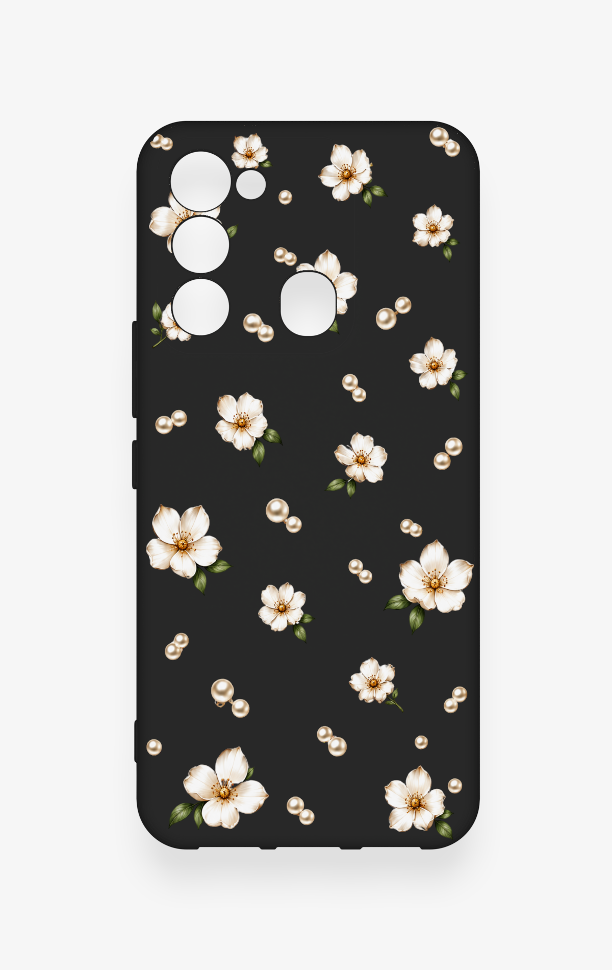 Tecno Spark 8C Uyumlu İnci Papatya Desenli Silikon Kılıf