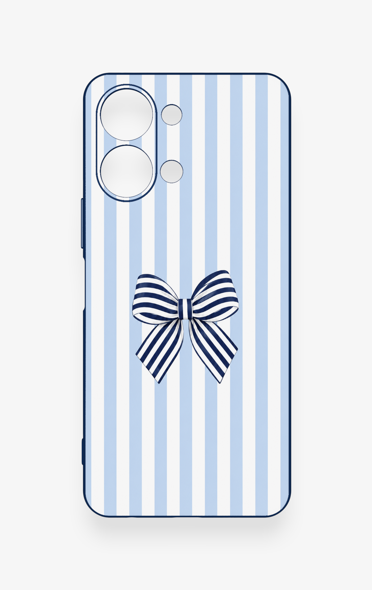 Vivo Y05 4G Uyumlu Mavi Beyaz Kurdele Desenli Silikon Kılıf