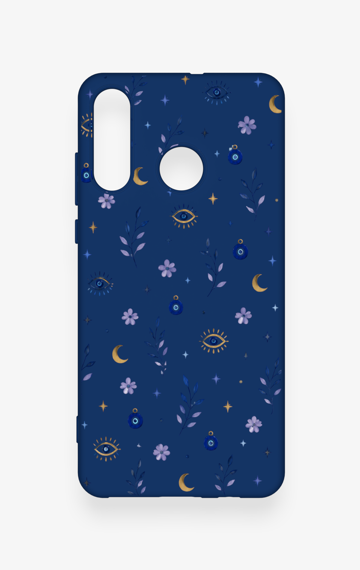 Huawei P30 Lite Uyumlu Mavi Nazar Papatya Desenli Silikon Kılıf