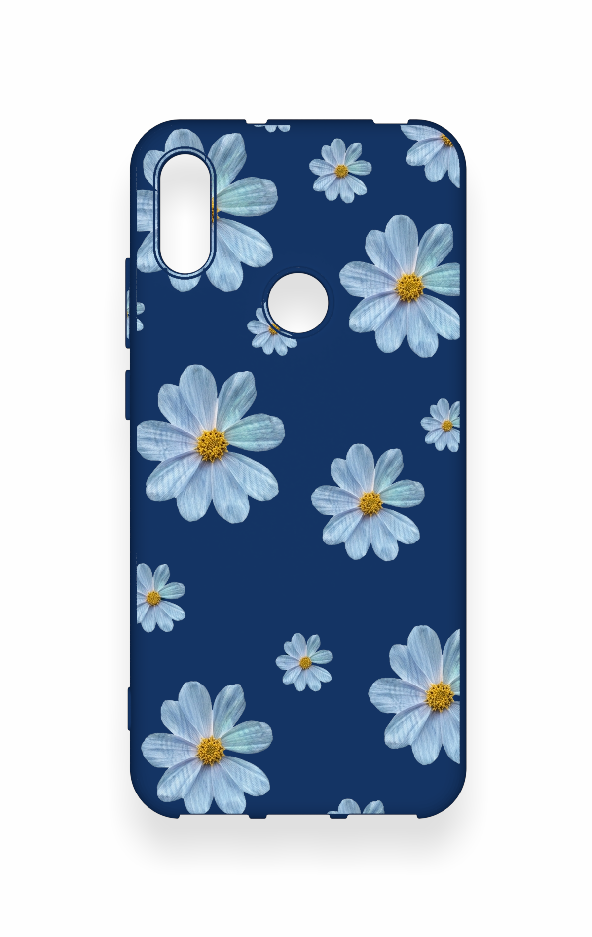 Huawei Y6 2019 Uyumlu Mavi Papatya Desenli Silikon Kılıf