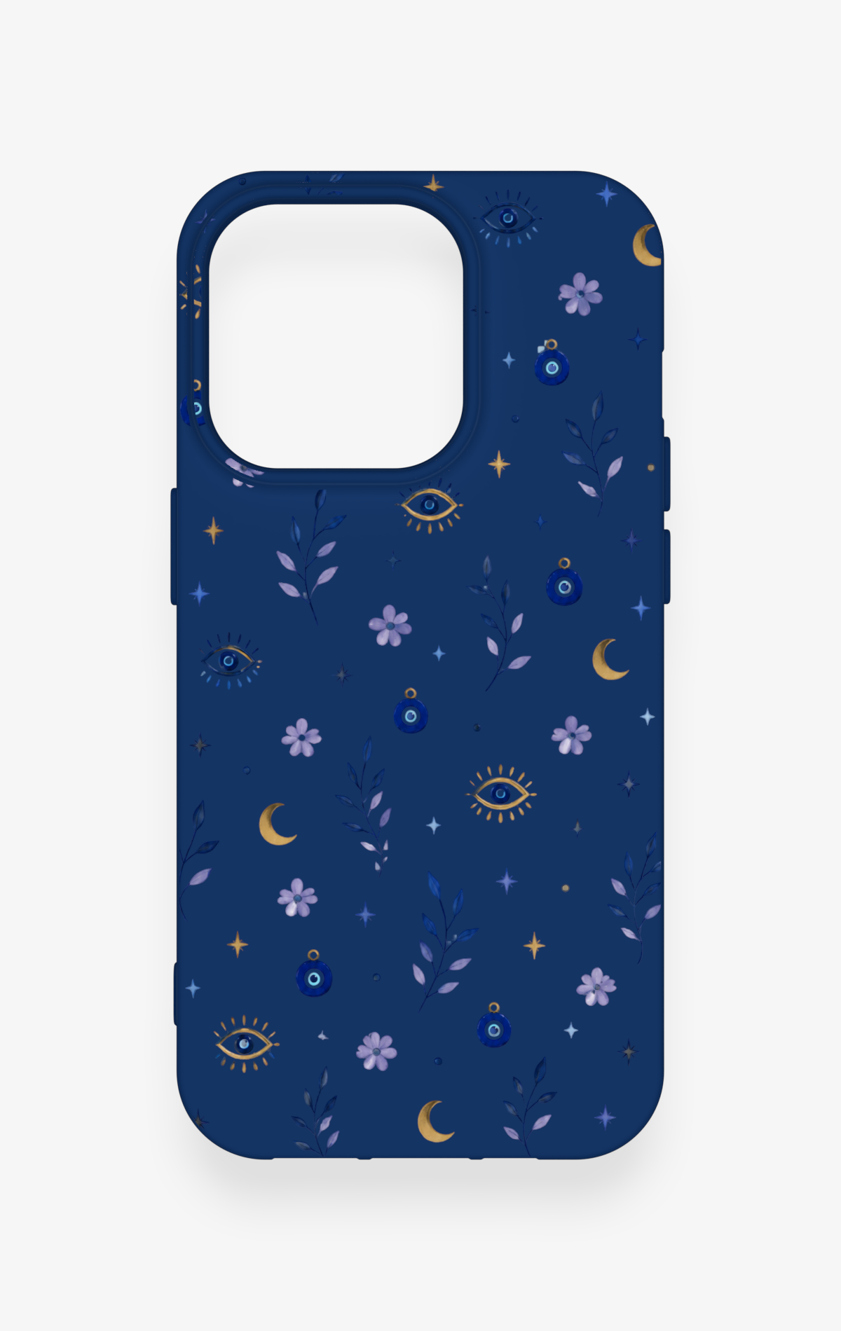 iPhone 14 Pro Uyumlu Mavi Nazar Papatya Desenli Silikon Kılıf