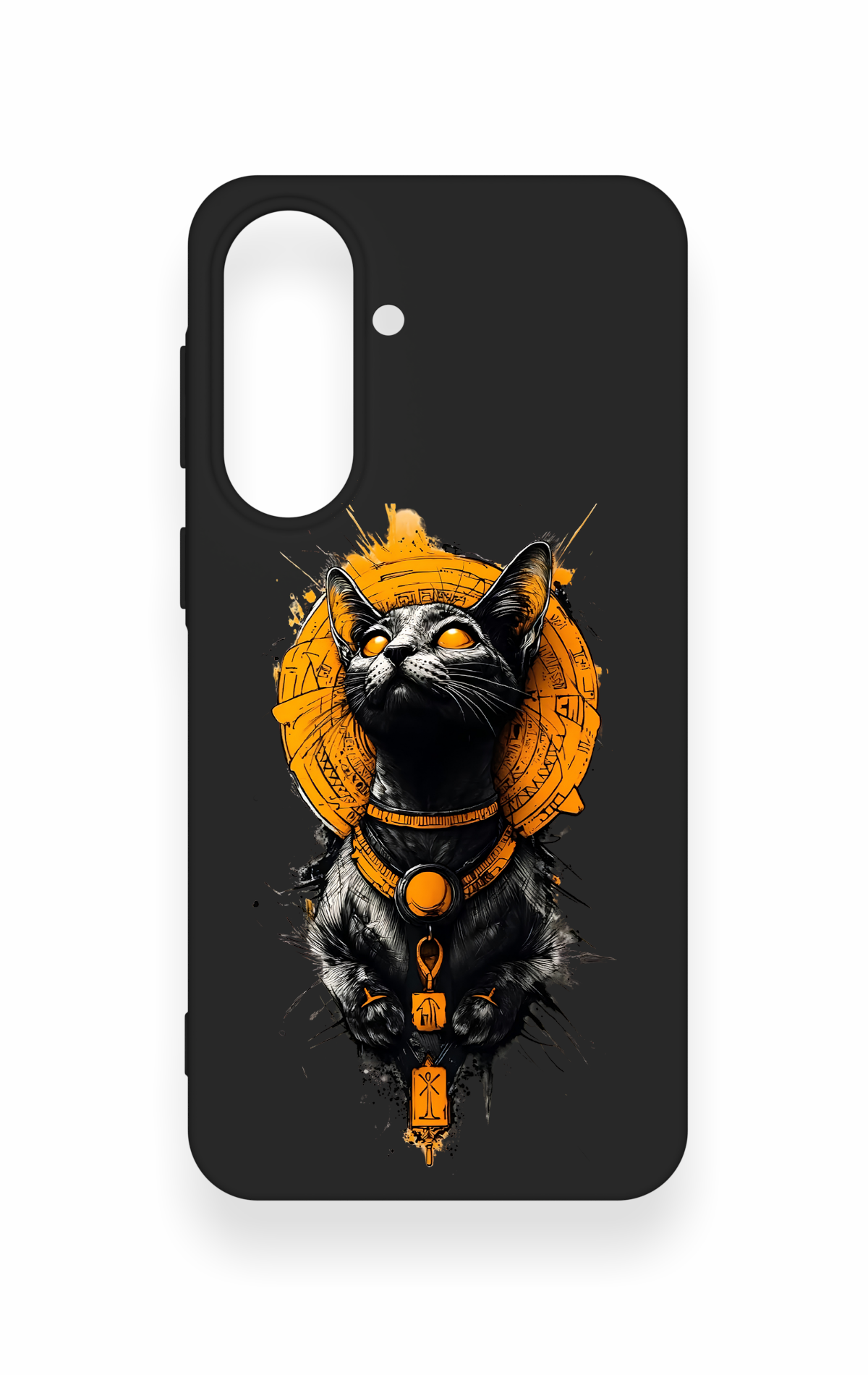 Samsung A37 Uyumlu Mısırlı Kedi Tanrısı Desenli Silikon Kılıf