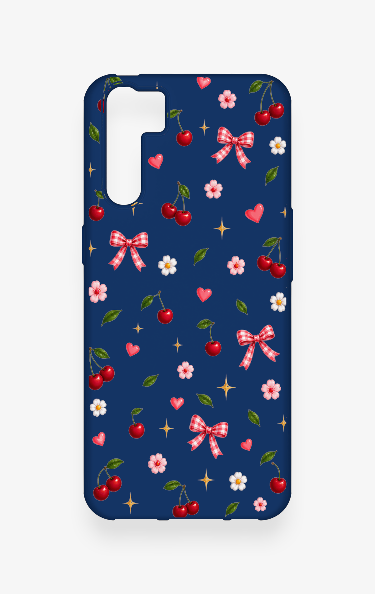 Oppo A91 Uyumlu Çiçek Kiraz Fiyonk Desenli Silikon Kılıf