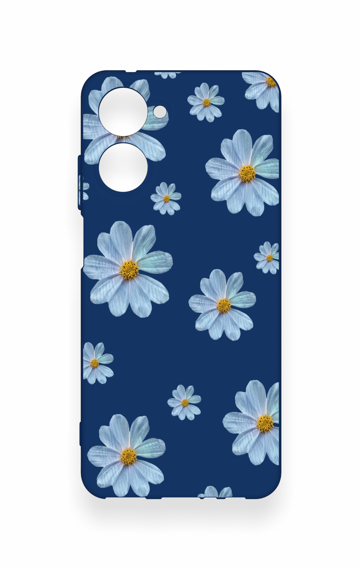 Realme 10 Uyumlu Mavi Papatya Desenli Silikon Kılıf