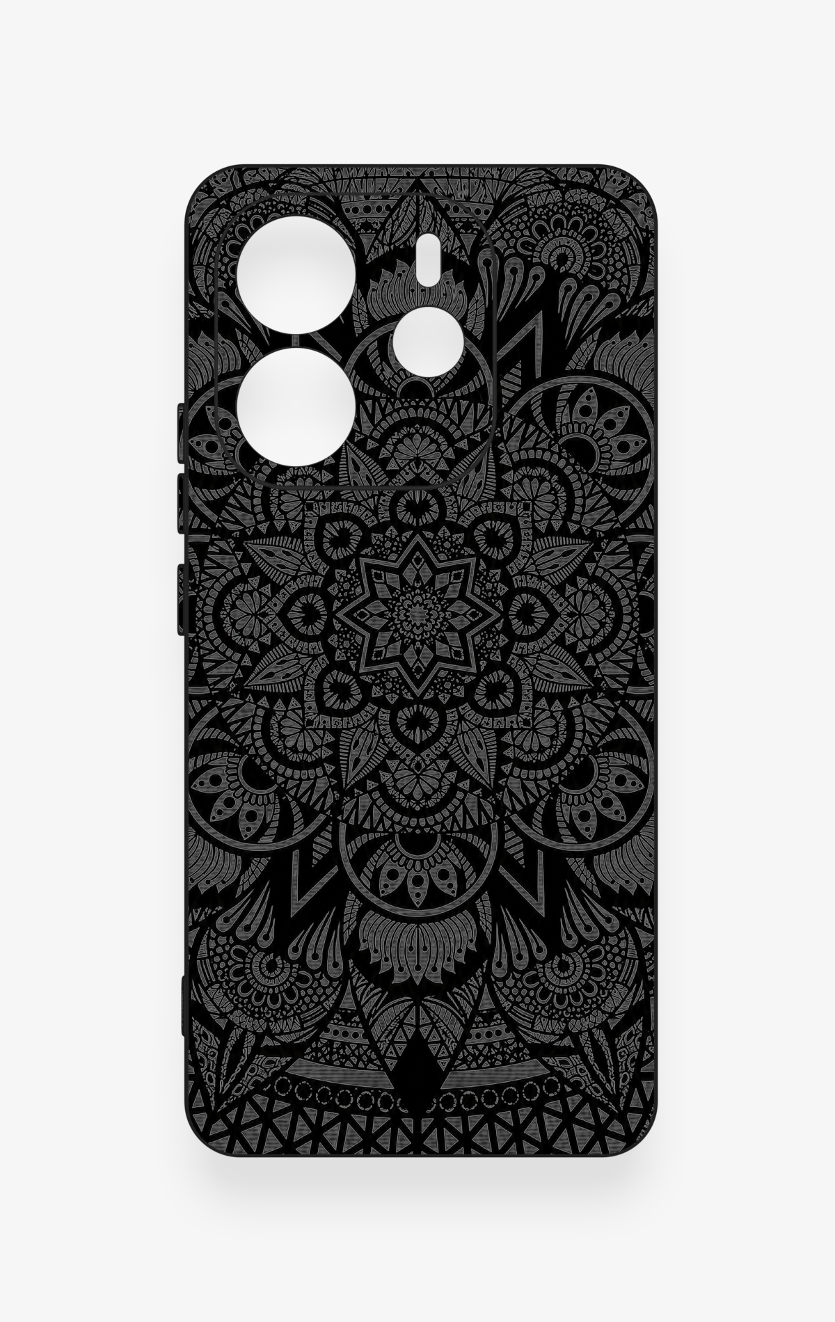 Redmi Note 14 4G Uyumlu Siyah Beyaz Mandala Desenli Silikon Kılıf