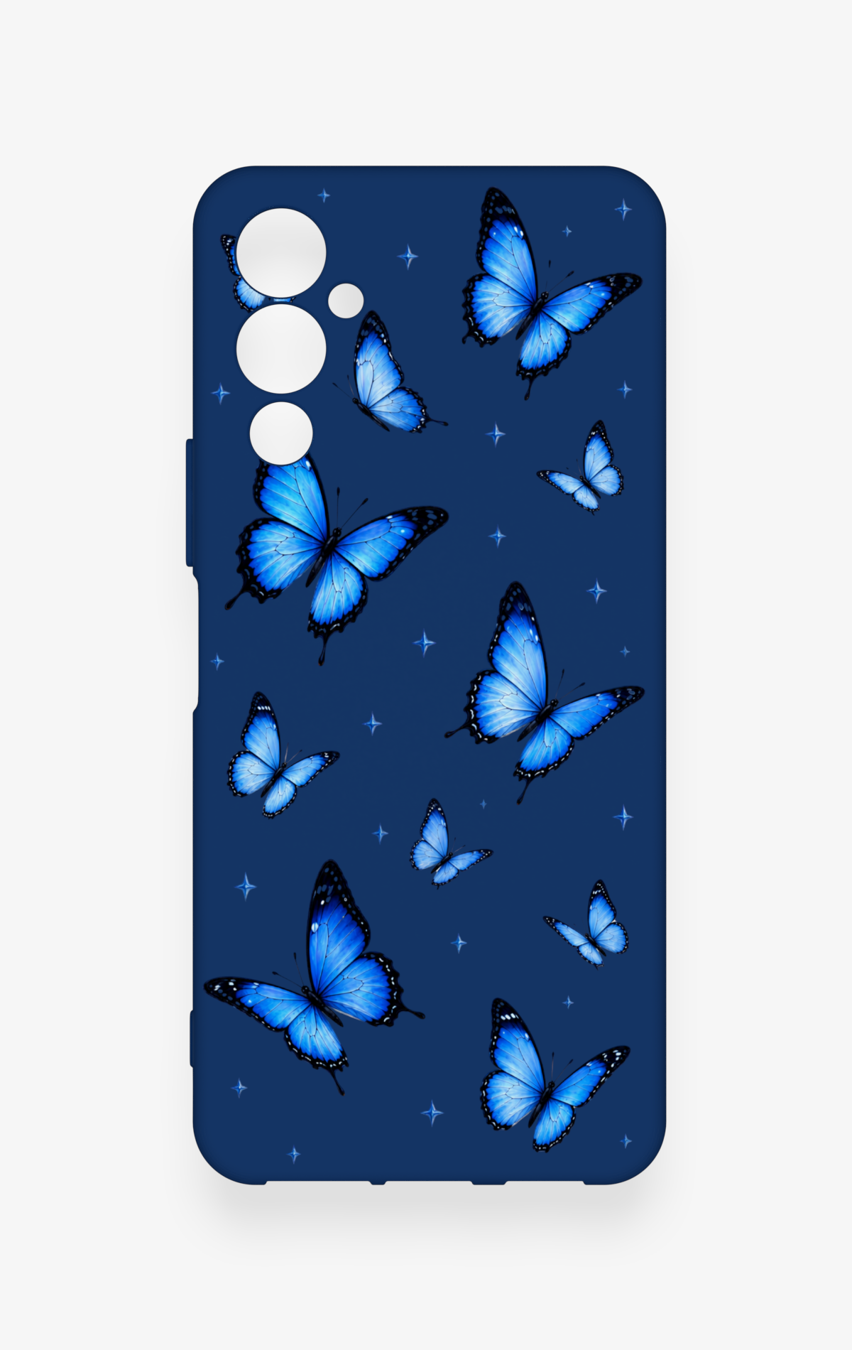 Tecno Pova Neo 4 Uyumlu Parlak Mavi Kelebek Desenli Silikon Kılıf