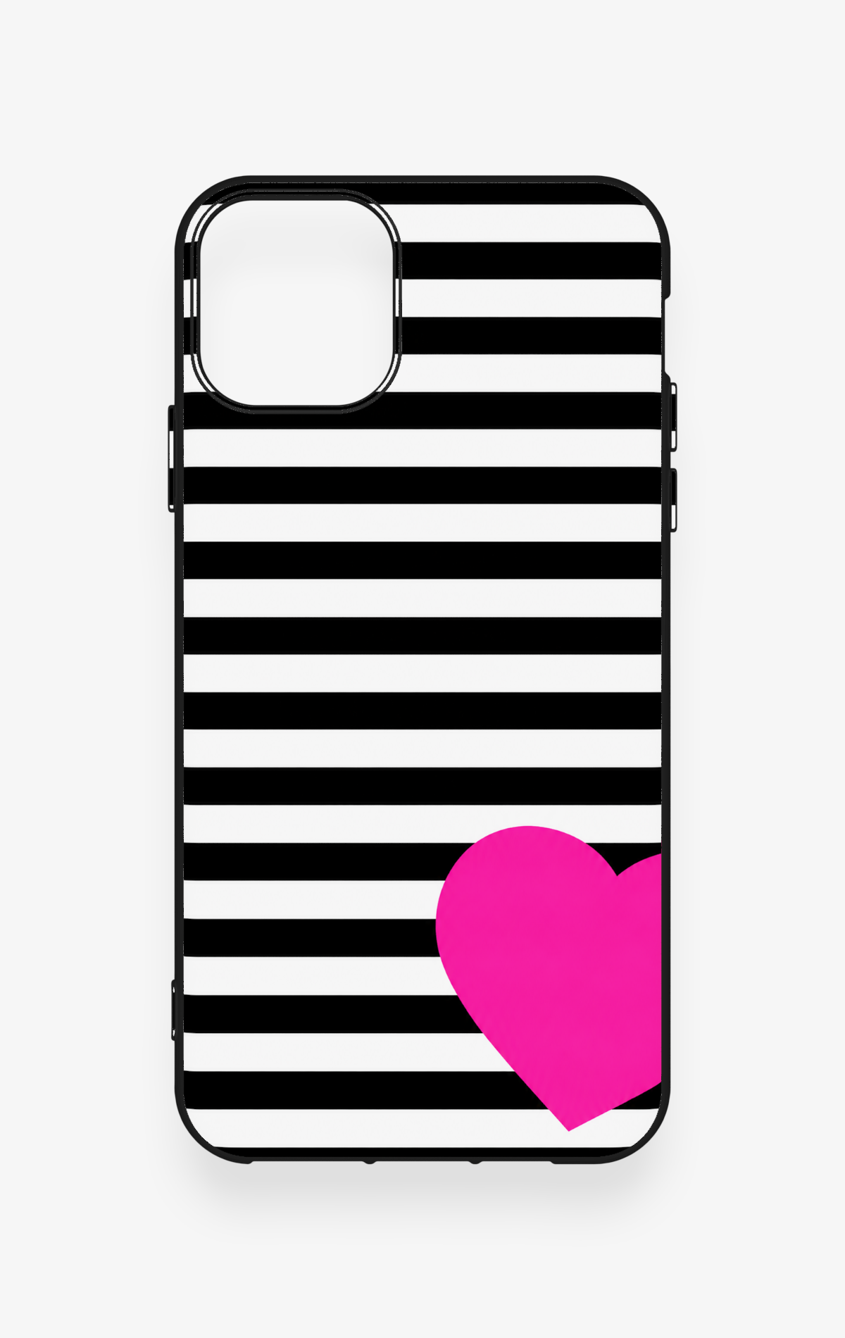 iPhone 11 Pro Max Uyumlu Çizgili Kalp Desenli Silikon Kılıf