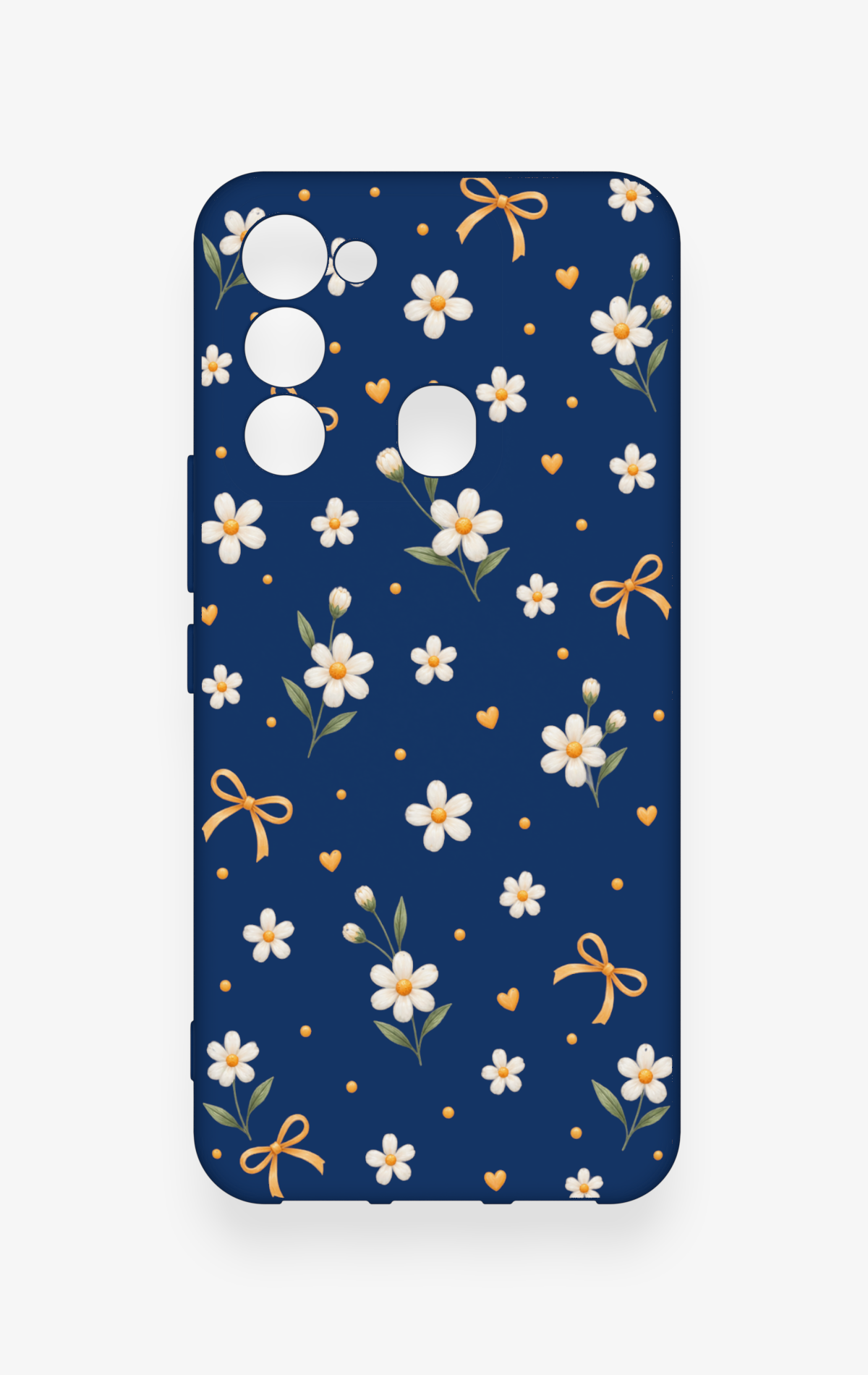Tecno Spark 8C Uyumlu Papatya Fiyonk Desenli Silikon Kılıf