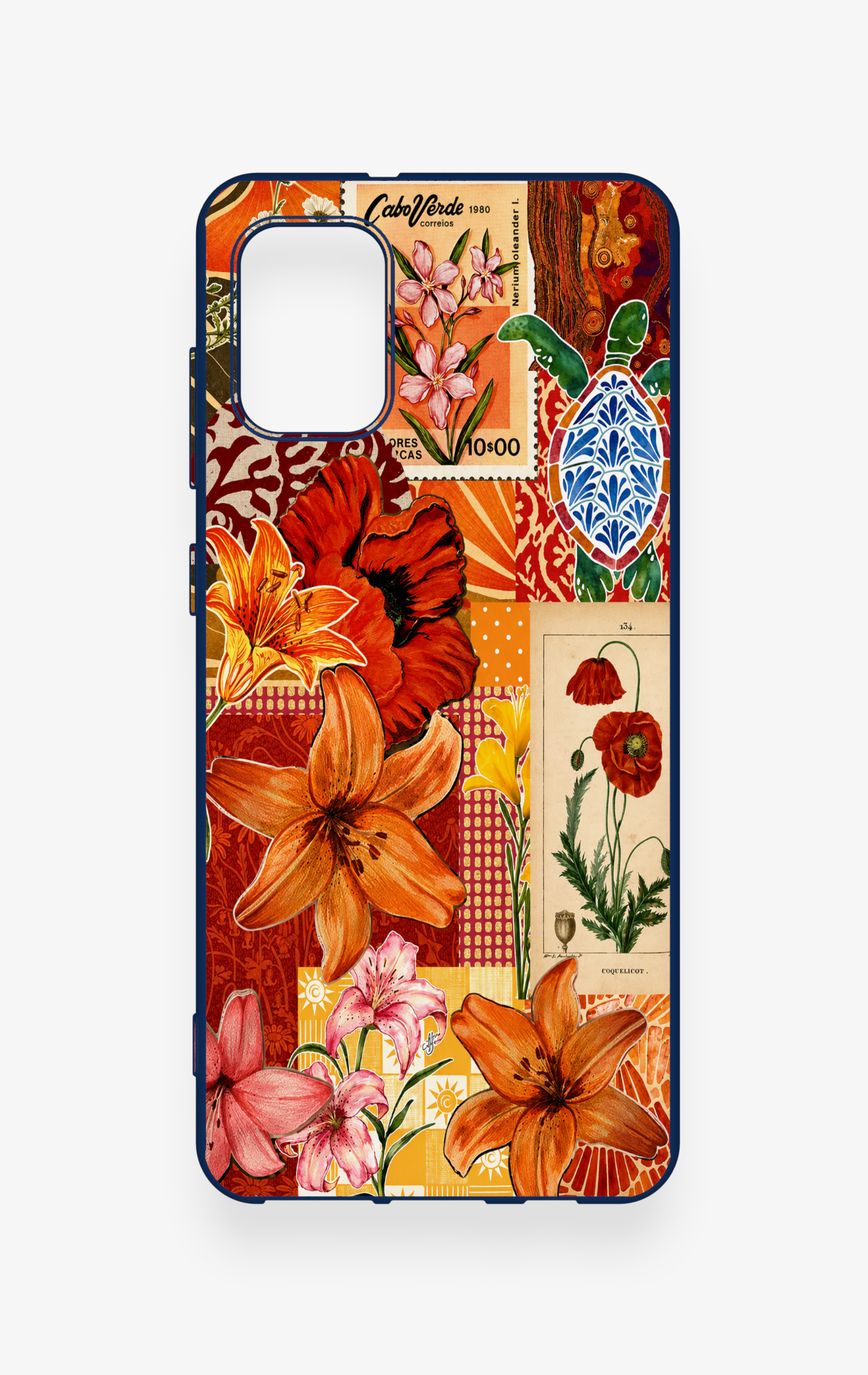 Samsung A31 Uyumlu Turuncu Zambak Desenli Silikon Kılıf