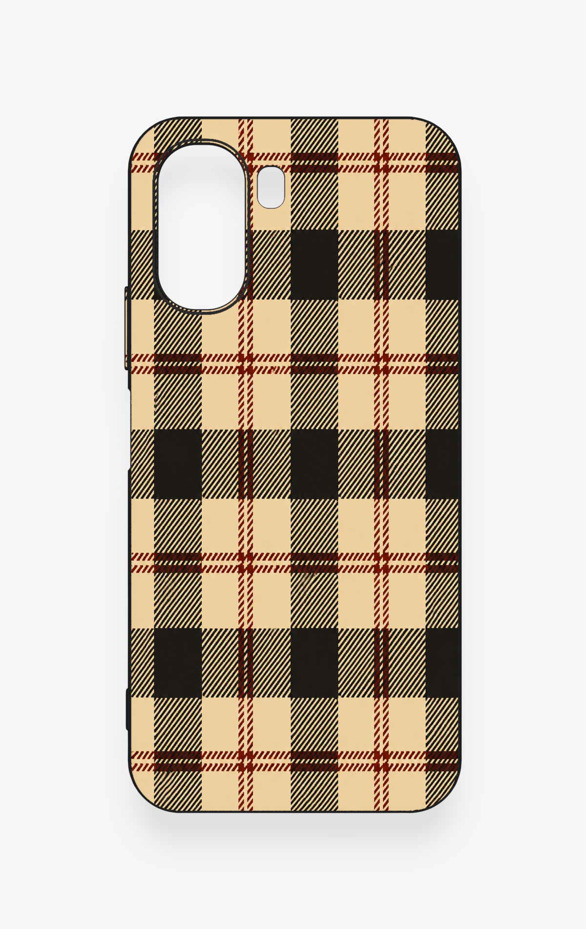Oppo A6T Uyumlu Krem Ekose Desenli Silikon Kılıf