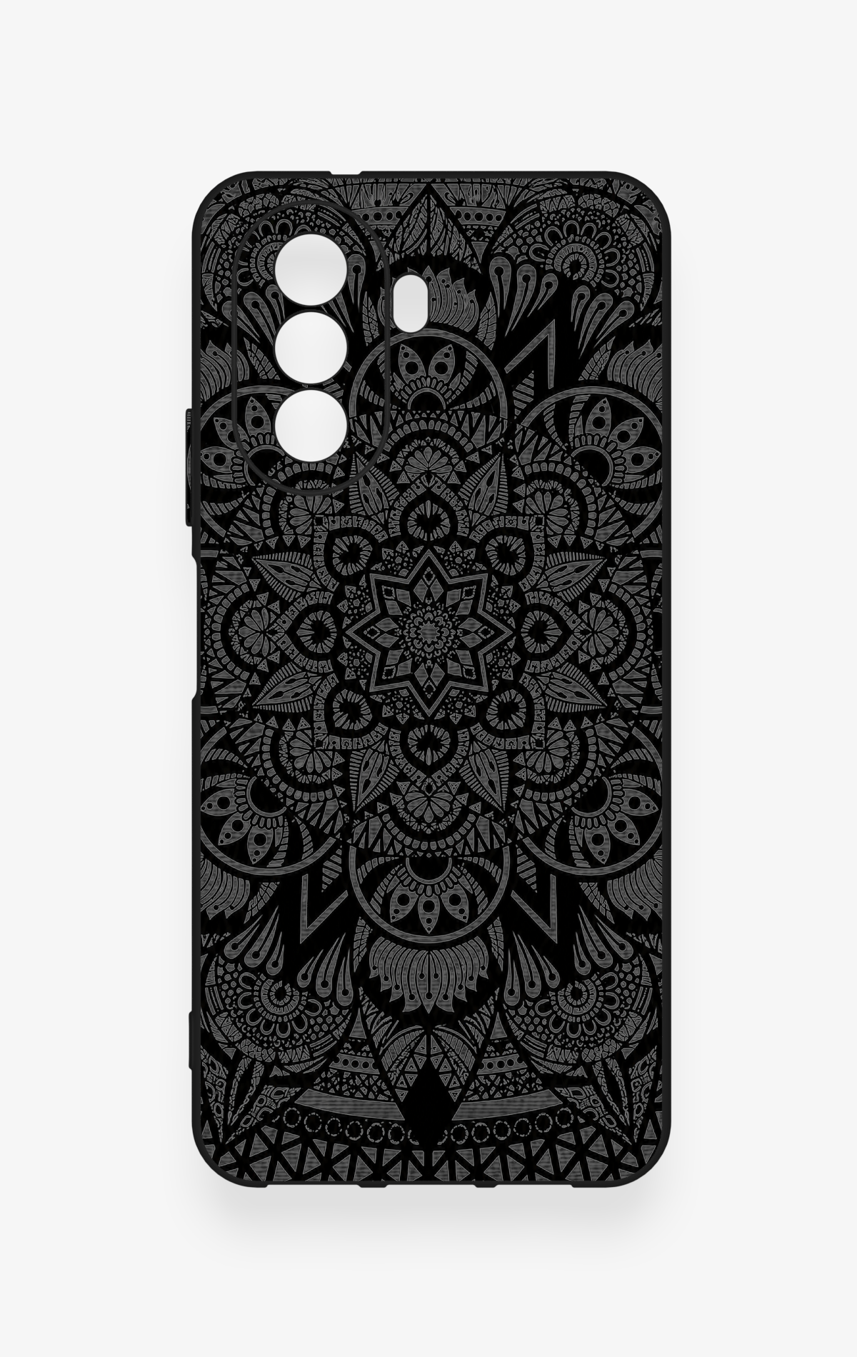 Huawei Nova Y70 Uyumlu Siyah Beyaz Mandala Desenli Silikon Kılıf