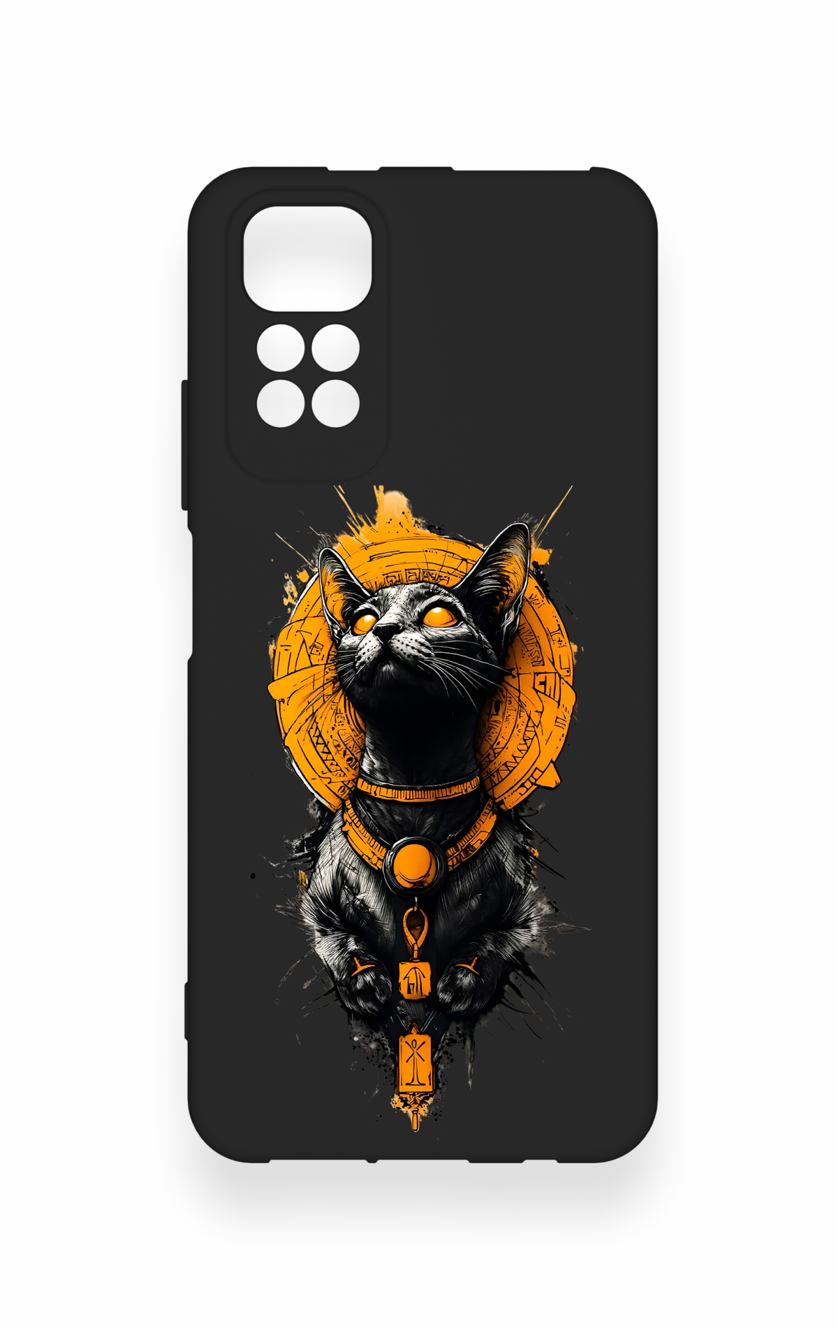 Redmi Note 11S Uyumlu Mısırlı Kedi Tanrısı Desenli Silikon Kılıf
