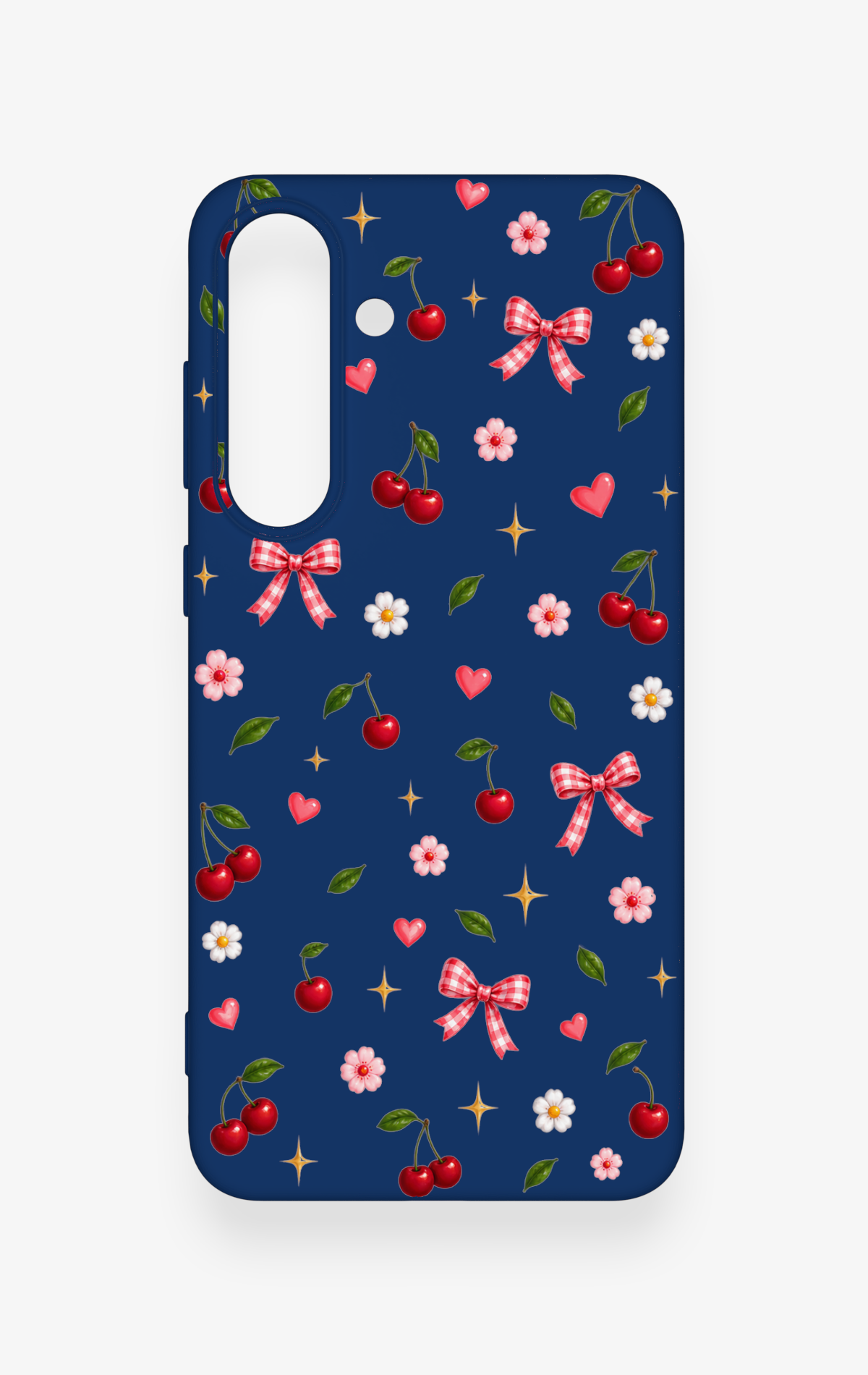 Samsung S25Fe Uyumlu Çiçek Kiraz Fiyonk Desenli Silikon Kılıf