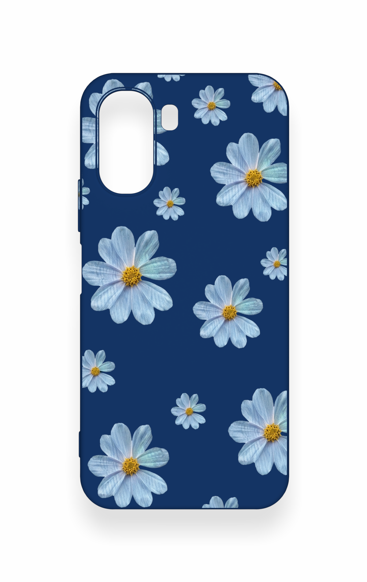 Oppo A6T Uyumlu Mavi Papatya Desenli Silikon Kılıf
