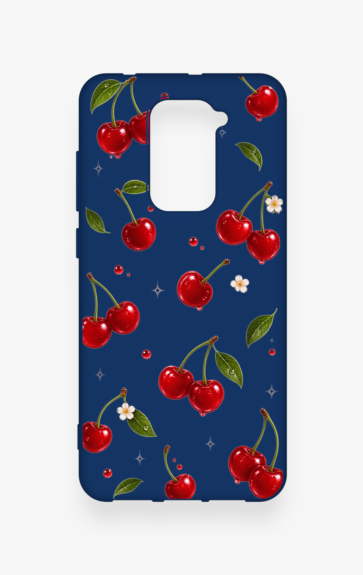 Redmi Note 9 Uyumlu Kiraz Papatya Desenli Silikon Kılıf