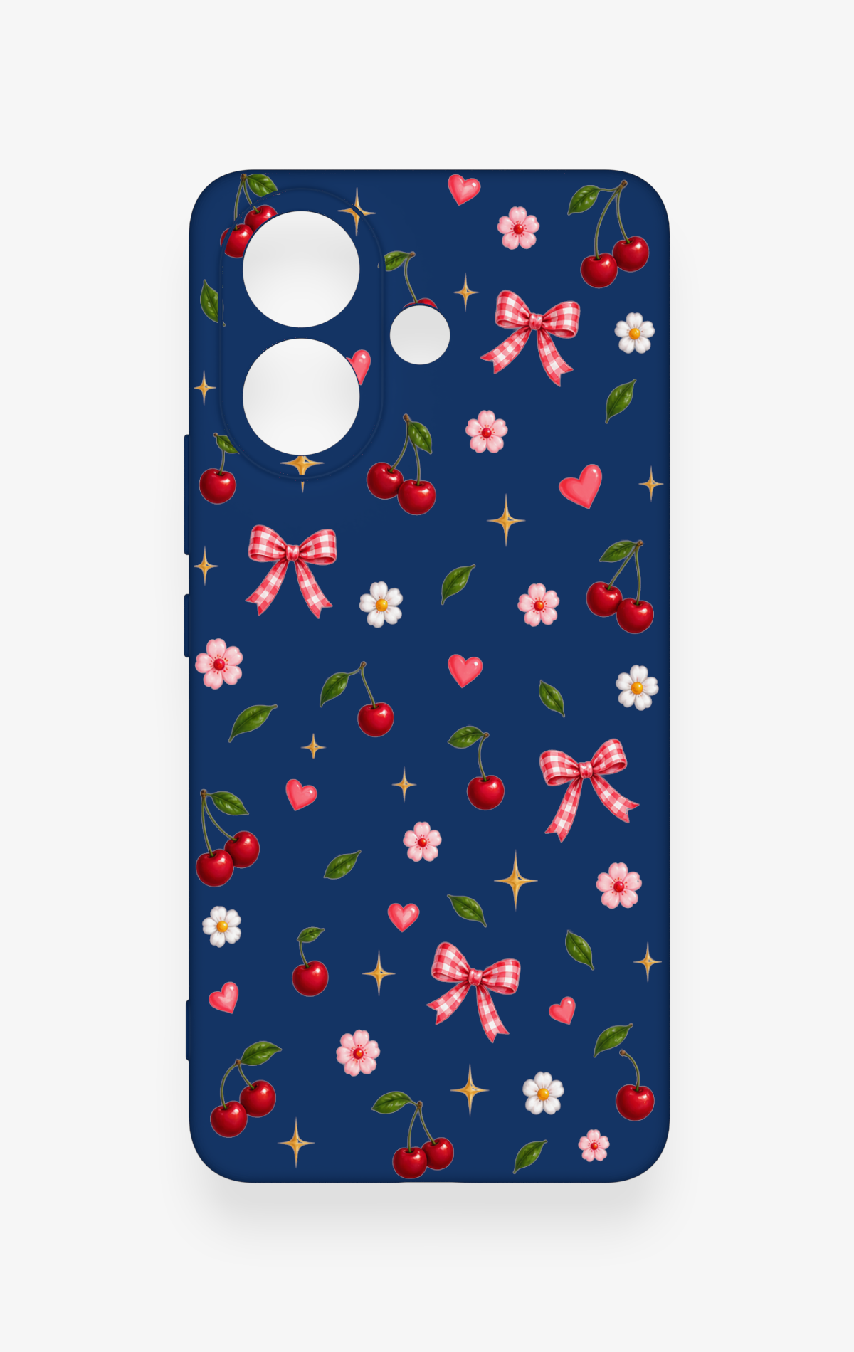 Vivo V60 Lite Uyumlu Çiçek Kiraz Fiyonk Desenli Silikon Kılıf