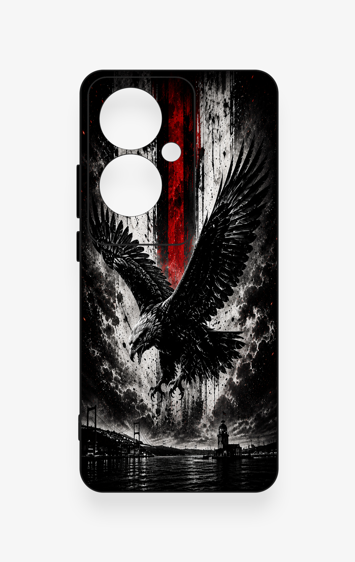 Oppo Reno 11F Uyumlu Kara Kartal Desenli Silikon Kılıf