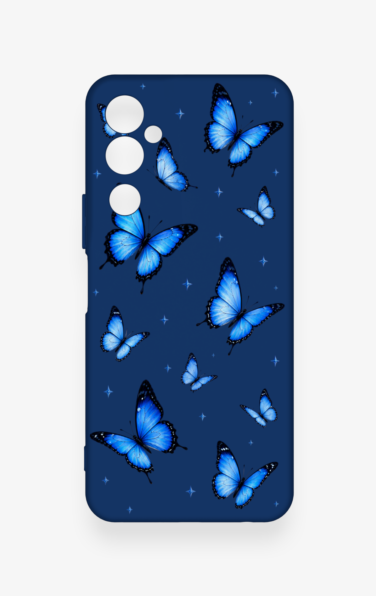 Tecno Pova Neo 2 Uyumlu Parlak Mavi Kelebek Desenli Silikon Kılıf