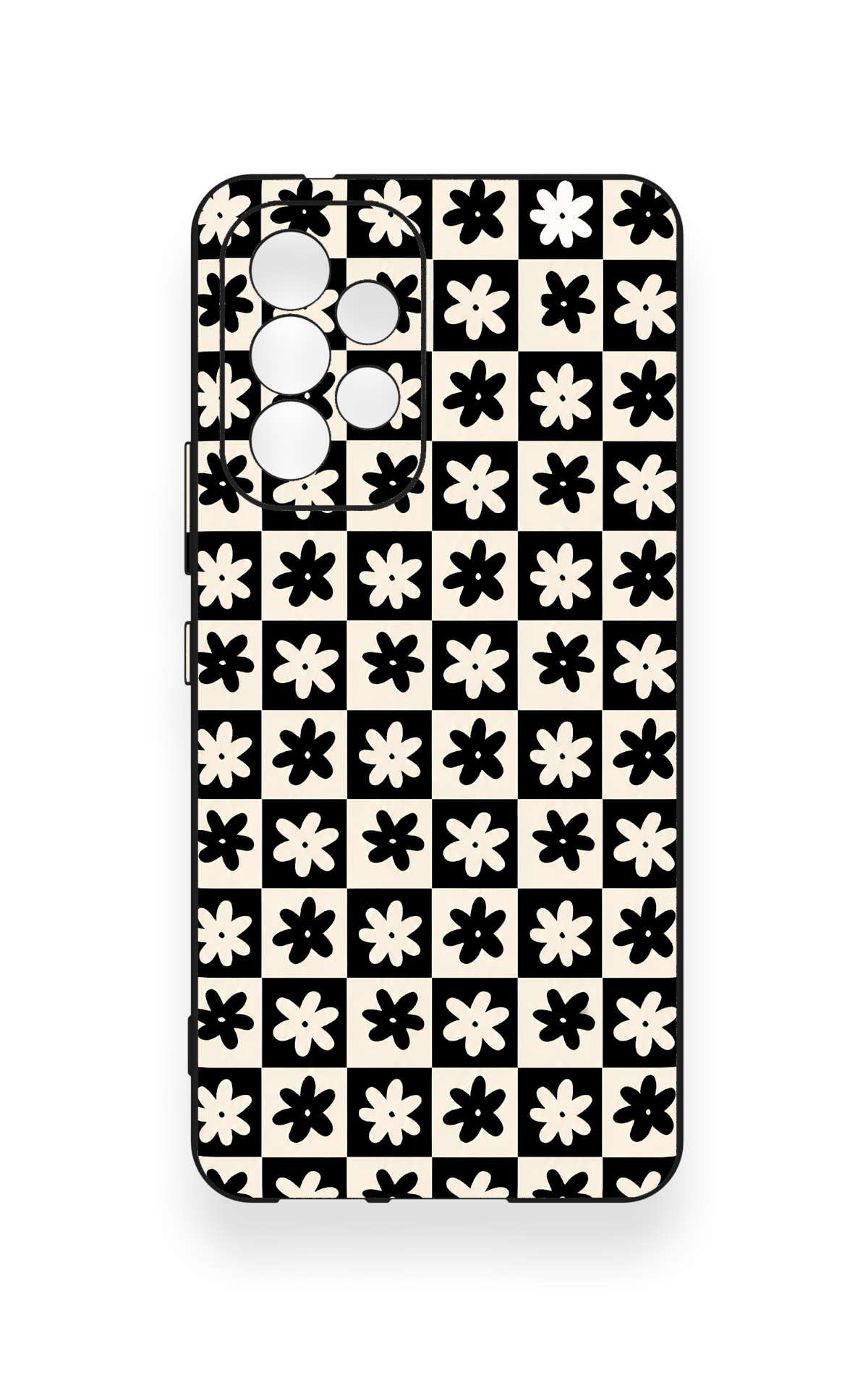 Samsung A53 Uyumlu Çiçek Motifli Dama Desenli Silikon Kılıf