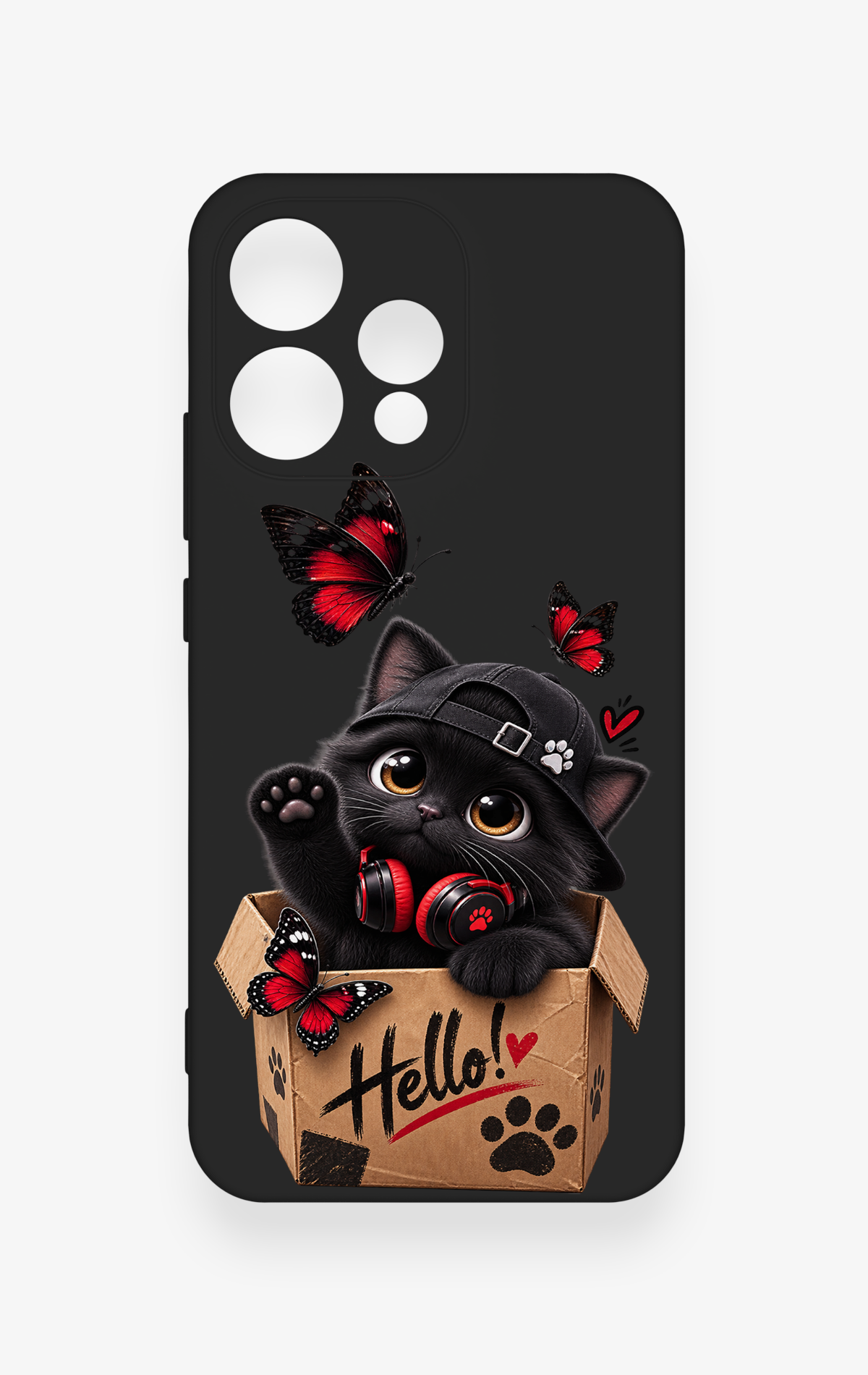 Oppo Reno 15 5G Uyumlu Hello Cat Desenli Silikon Kılıf