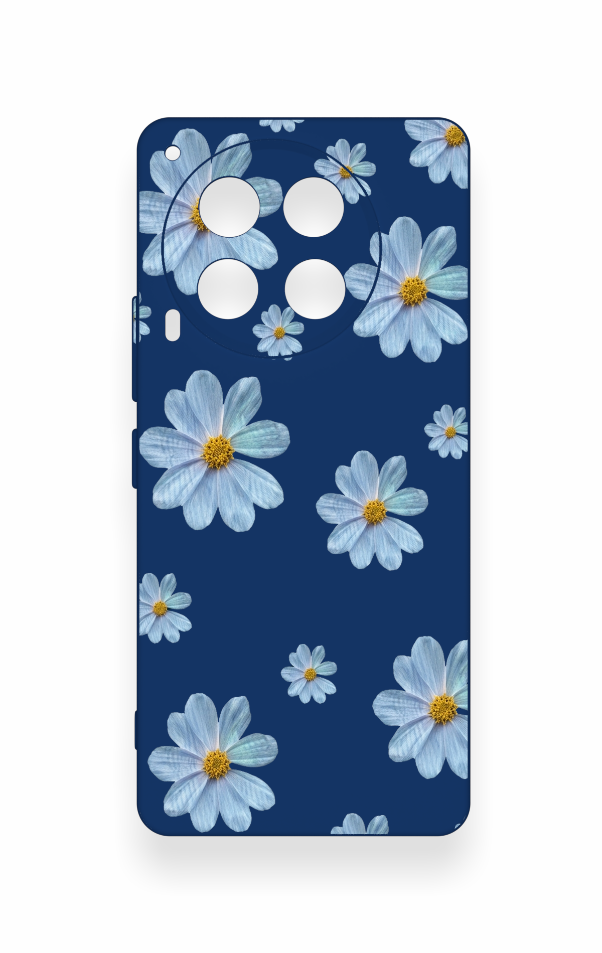Tecno Camon 30 Uyumlu Mavi Papatya Desenli Silikon Kılıf