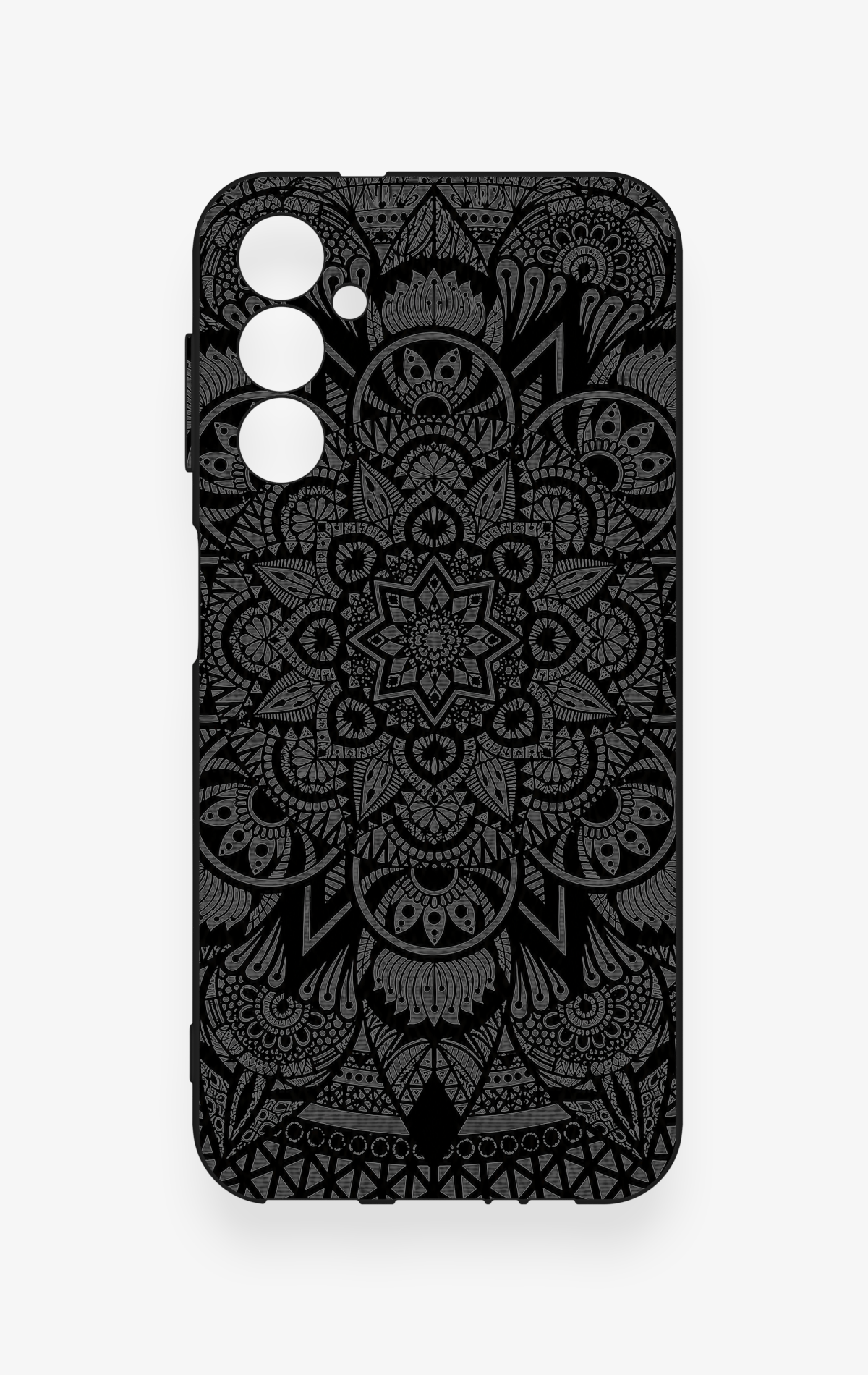 Samsung A14 Uyumlu Siyah Beyaz Mandala Desenli Silikon Kılıf