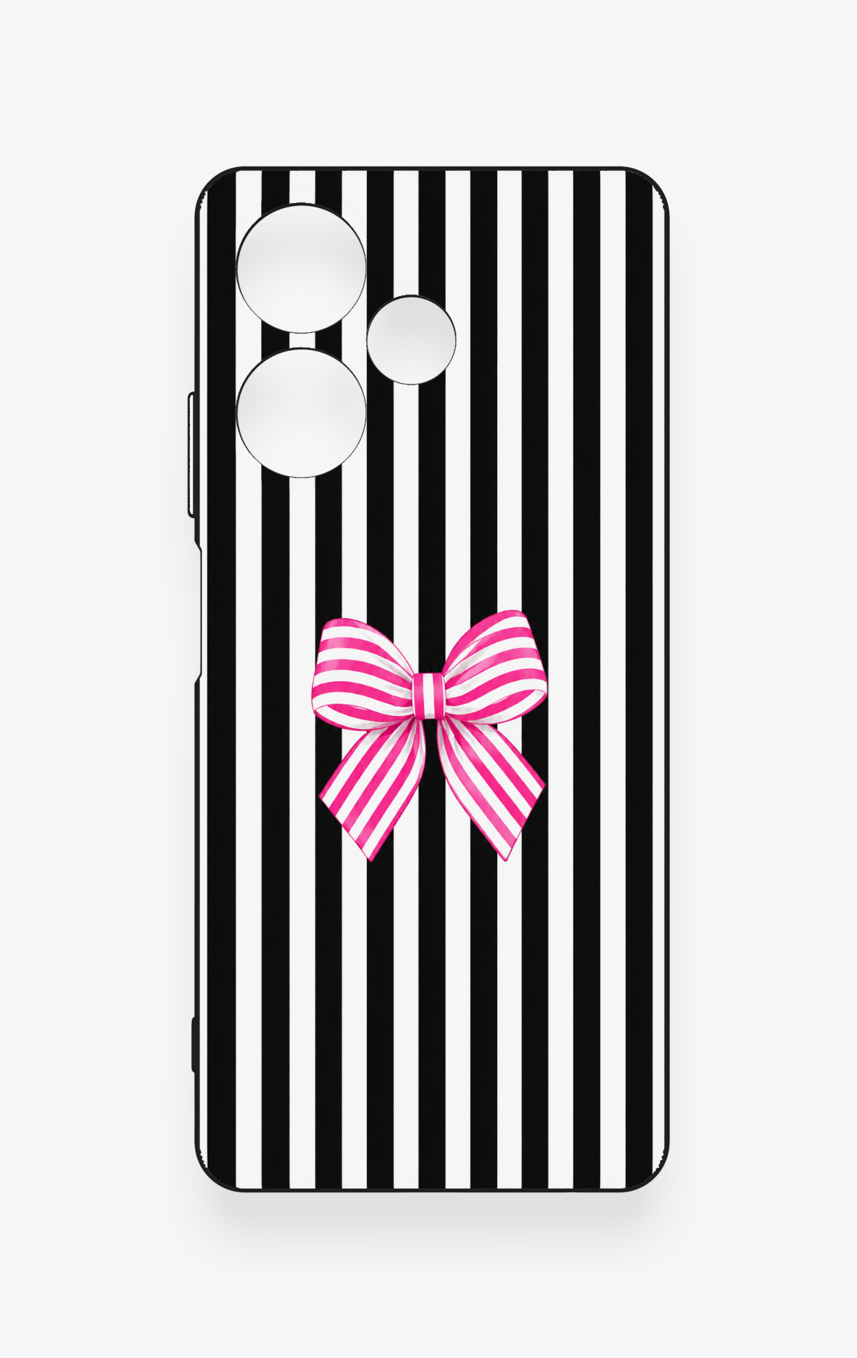 İnfinix Hot 30 Uyumlu Pembe Beyaz Kurdele Desenli Silikon Kılıf