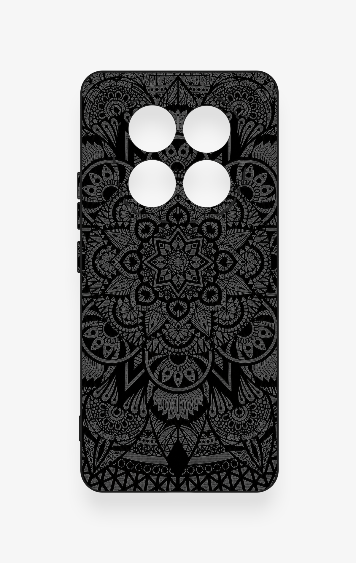 Redmi Note 14 Pro 5G Uyumlu Siyah Beyaz Mandala Desenli Silikon Kılıf