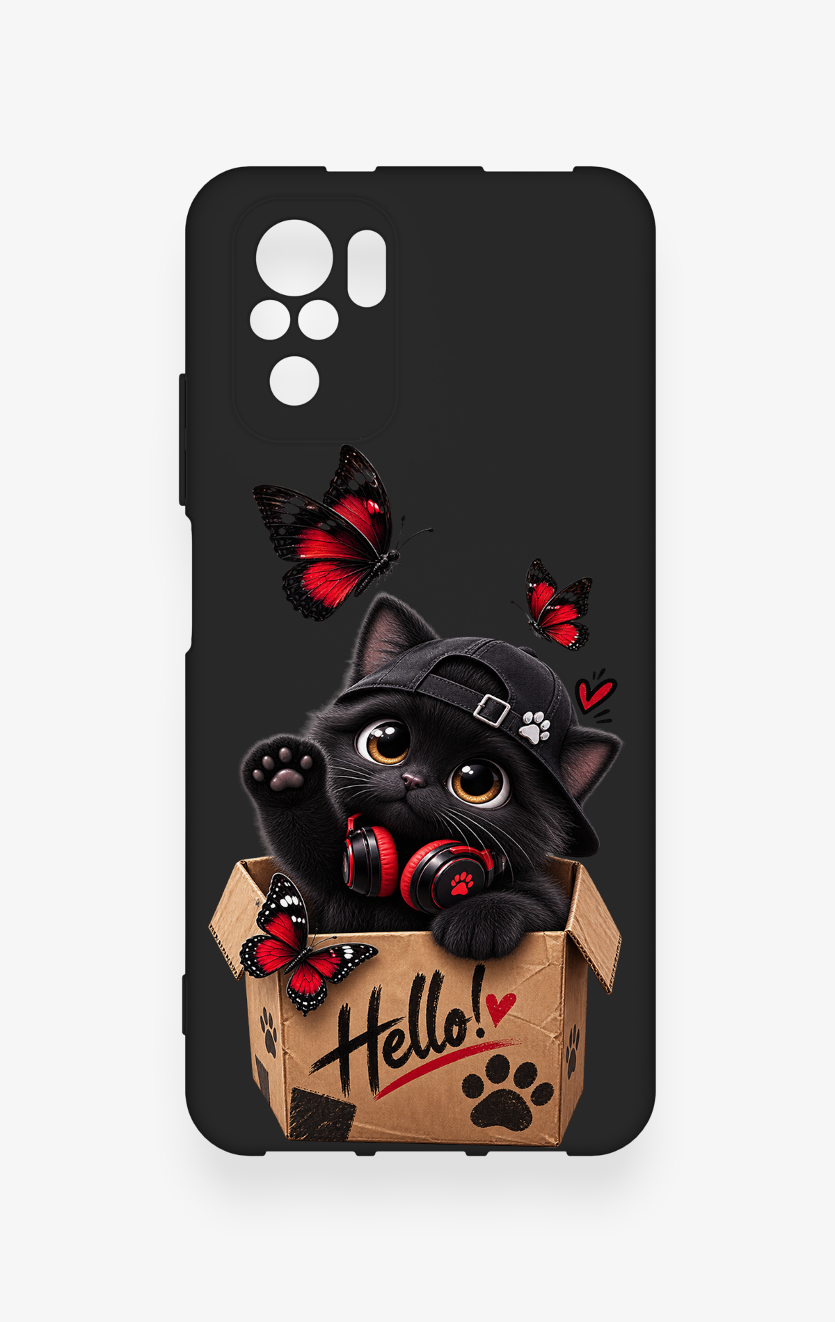 Redmi Note 10-10S Uyumlu Hello Cat Desenli Silikon Kılıf