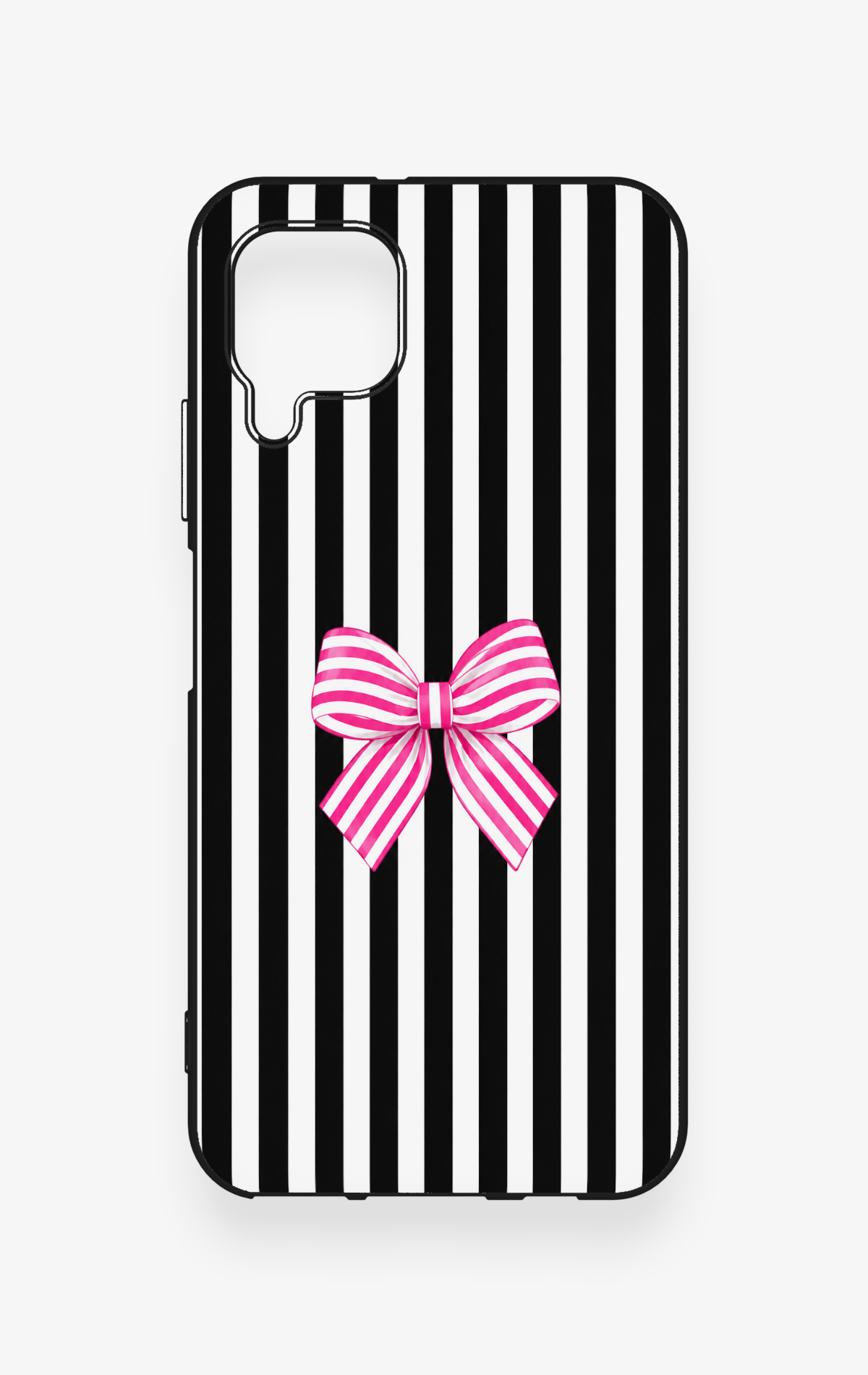 Huawei P40 Lite Uyumlu Pembe Beyaz Kurdele Desenli Silikon Kılıf
