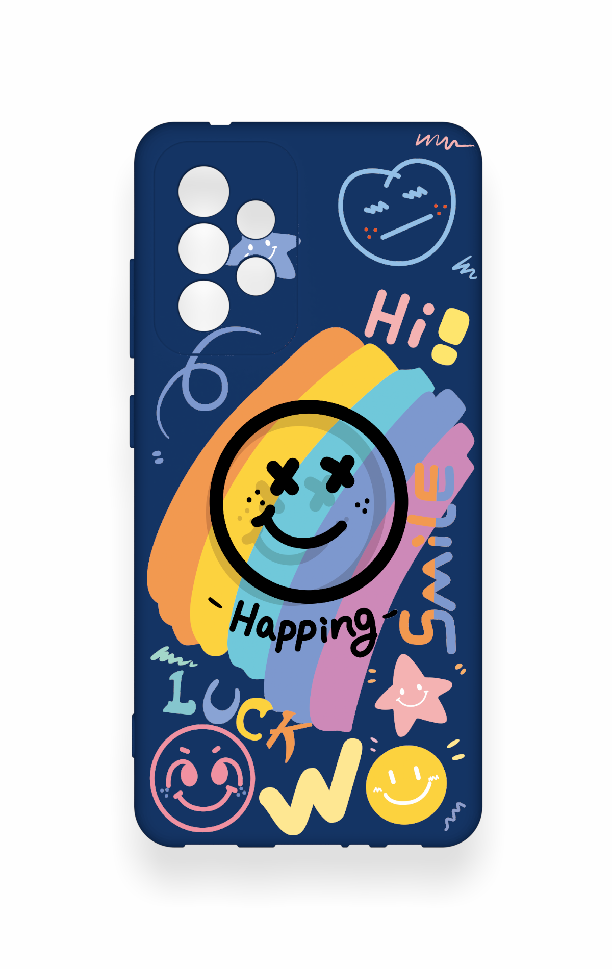 Samsung A52 Uyumlu Happing Smile Desenli Silikon Kılıf