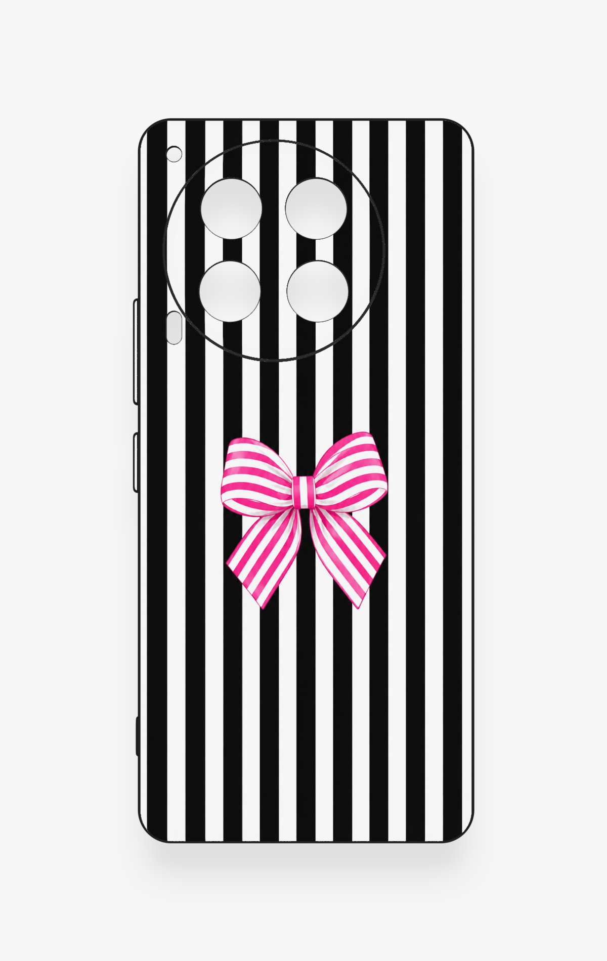 Tecno Camon 30 Uyumlu Pembe Beyaz Kurdele Desenli Silikon Kılıf
