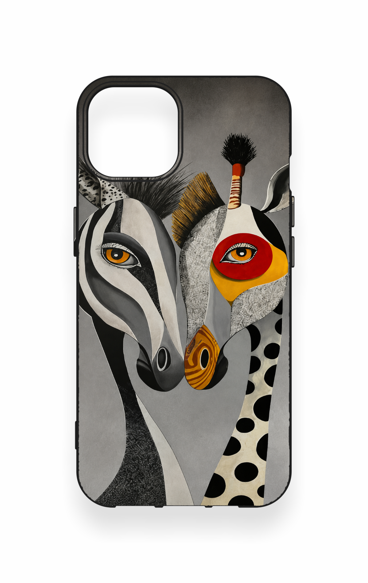 iPhone 14 Uyumlu Zebra ve Zürafa Desenli Silikon Kılıf
