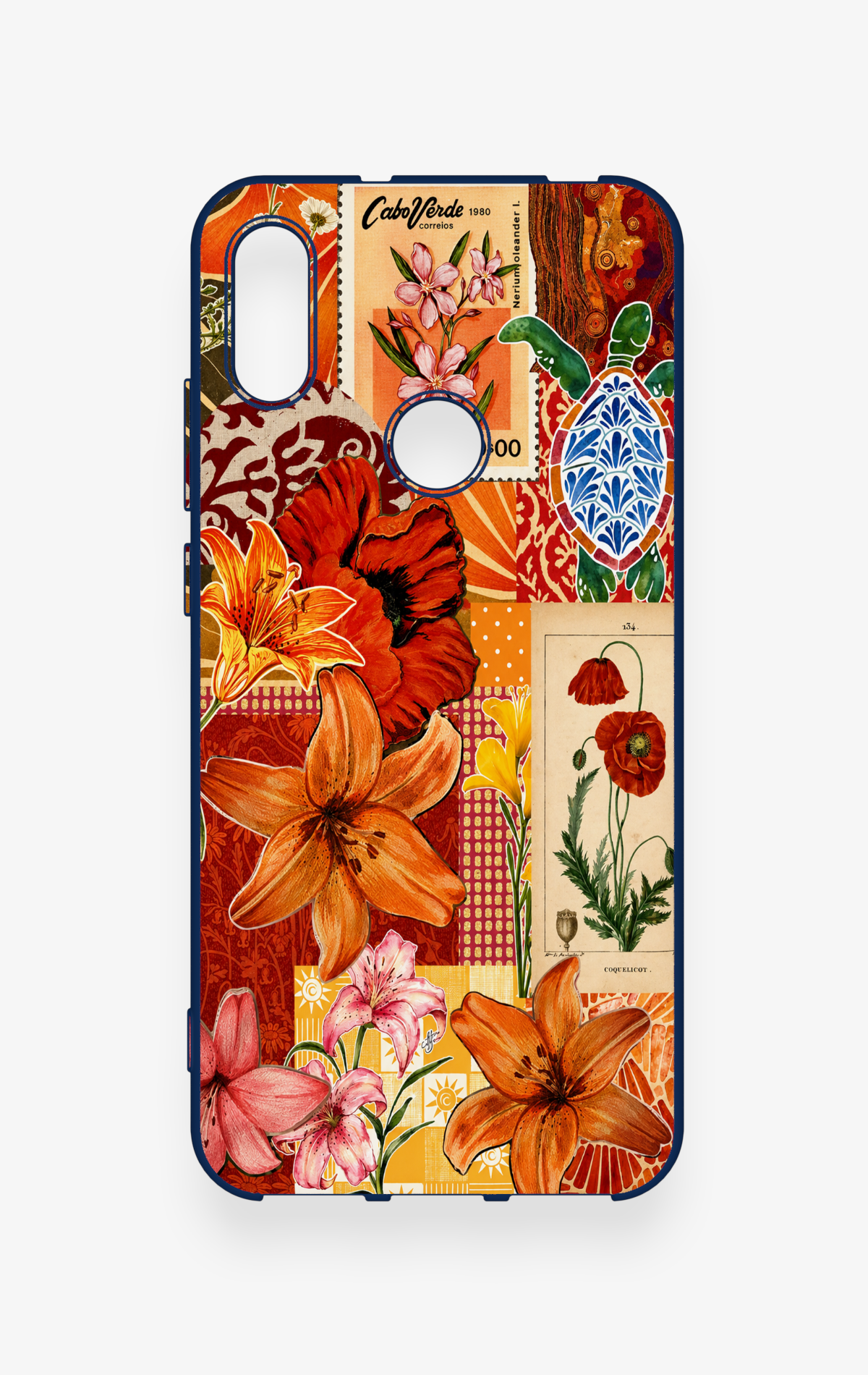 Huawei Y6 2019 Uyumlu Turuncu Zambak Desenli Silikon Kılıf