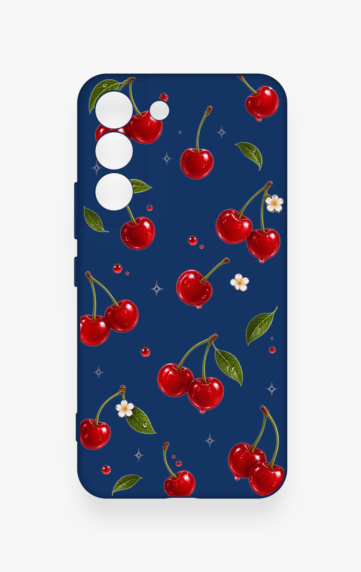 Samsung S22 Uyumlu Kiraz Papatya Desenli Silikon Kılıf
